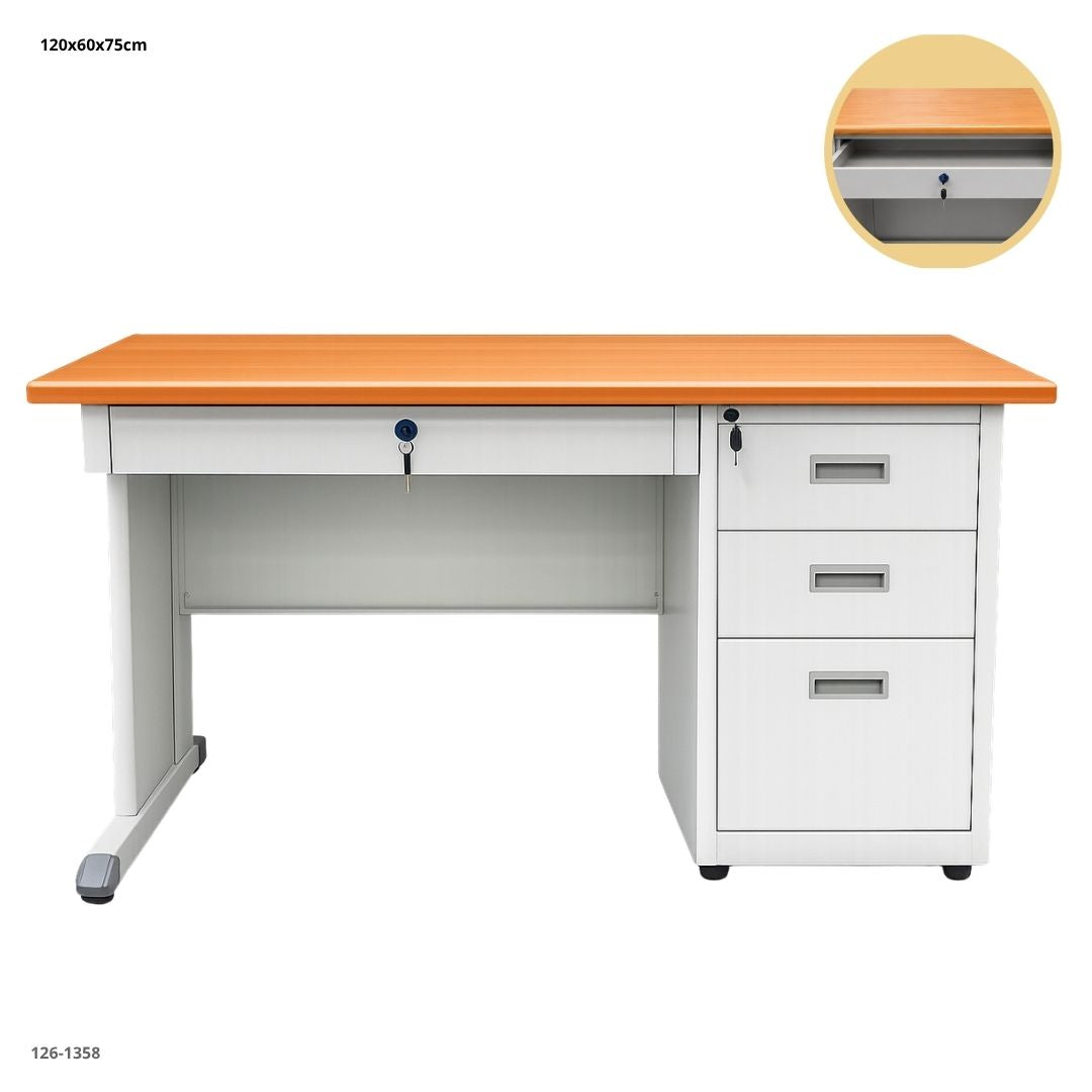 ESCRITORIO DE OFICINA METALICO CON 4 GAVETAS BEIGE