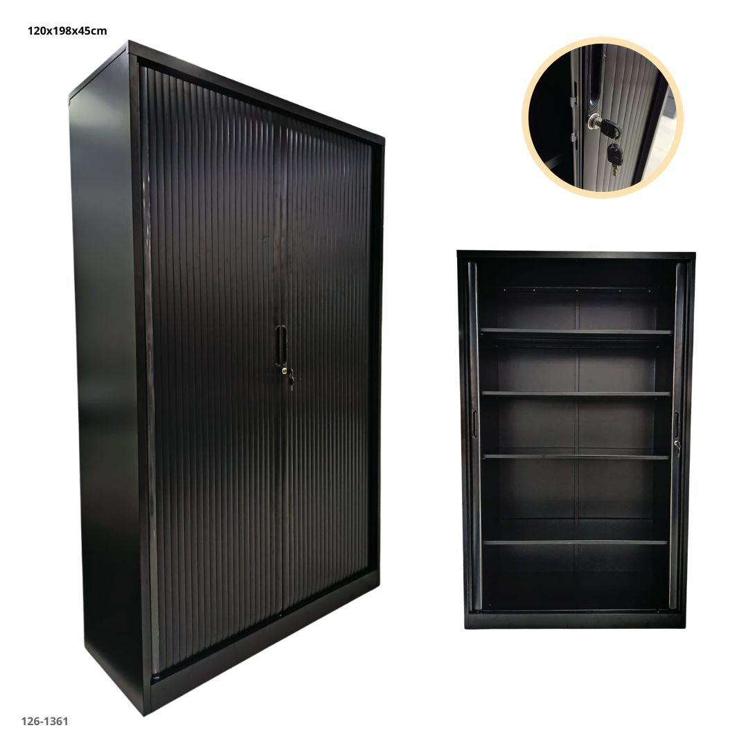 Gabinete Metálico 2 Puertas Corredizas Negro 198 cm - Ref. 126-1361