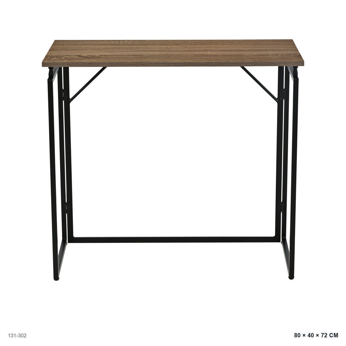 Escritorio Plegable Nogal 80x40x72 cm - vista frontal con medidas