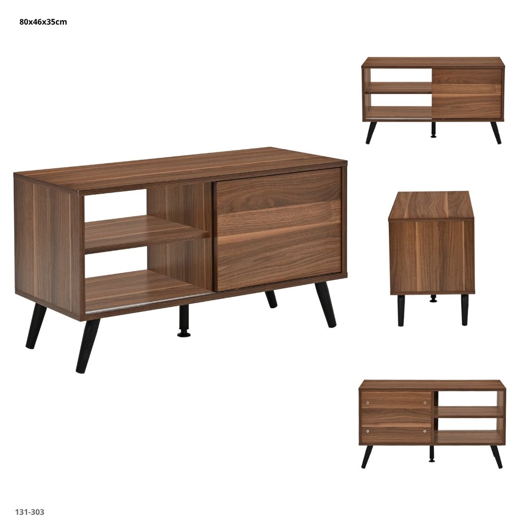 Mueble para TV Nogal 80x35x46 cm - medidas y vistas del producto