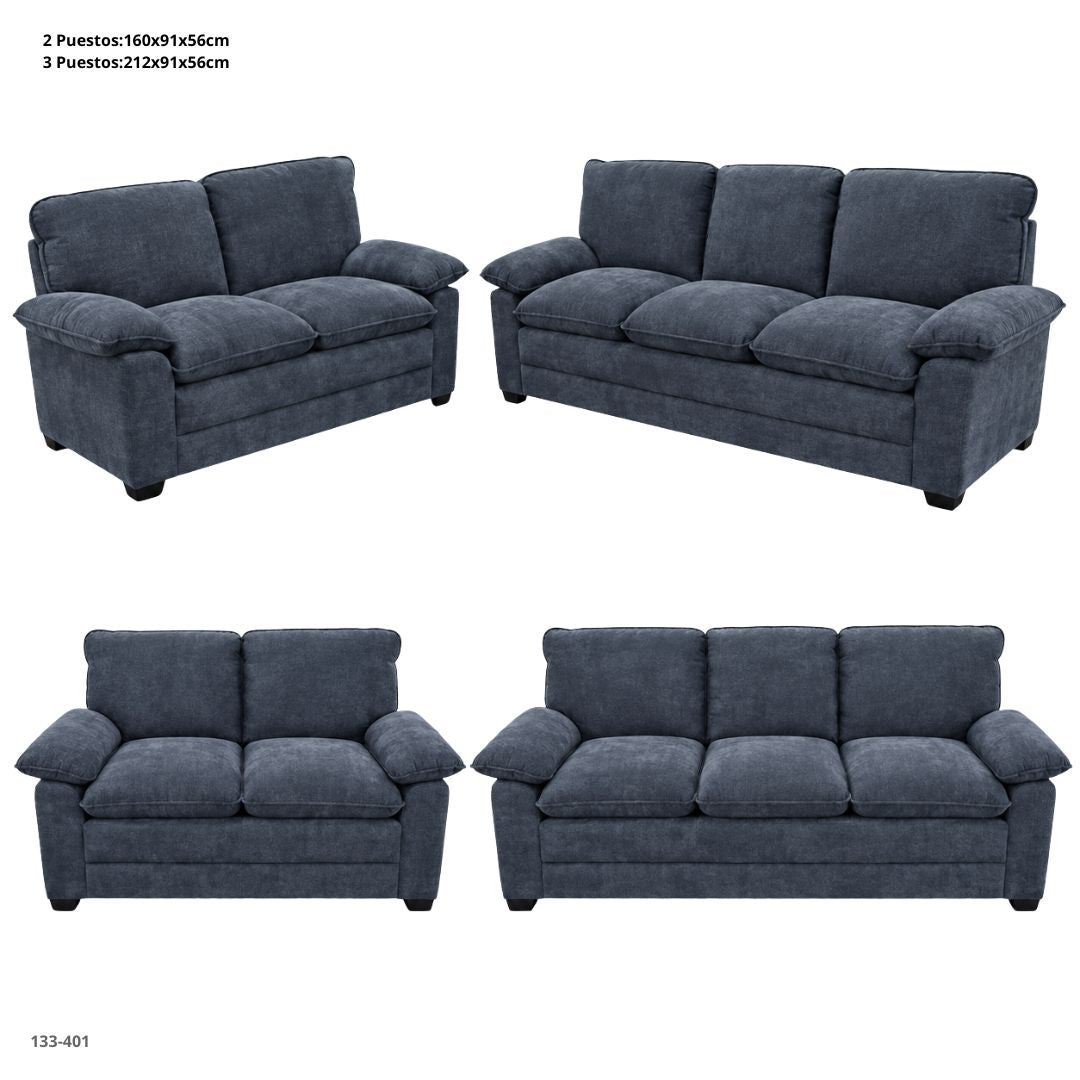 Blue Fabric 5-Seater Living Room Set