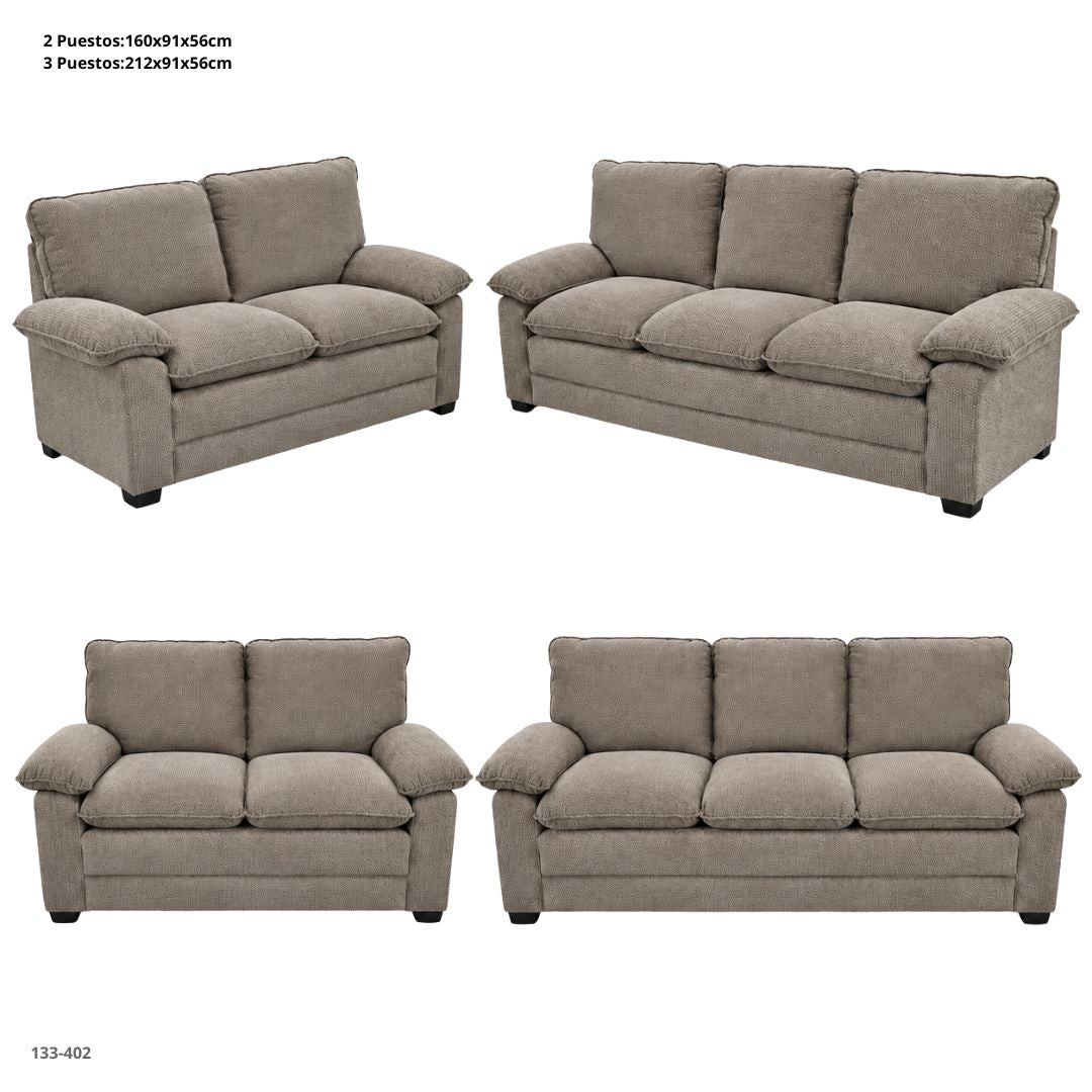 Beige Fabric 5-Seater Living Room Set