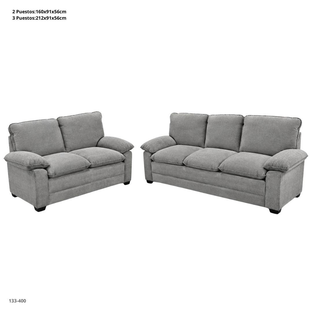Light Grey Fabric 5-Seater Living Room Set