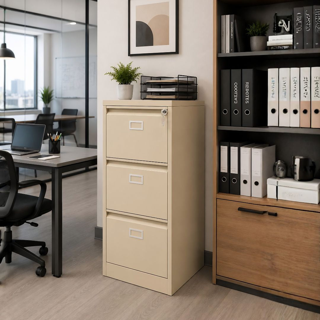 ARCHIVADOR METALICO 3 GAVETAS PLEGABLE BEIGE