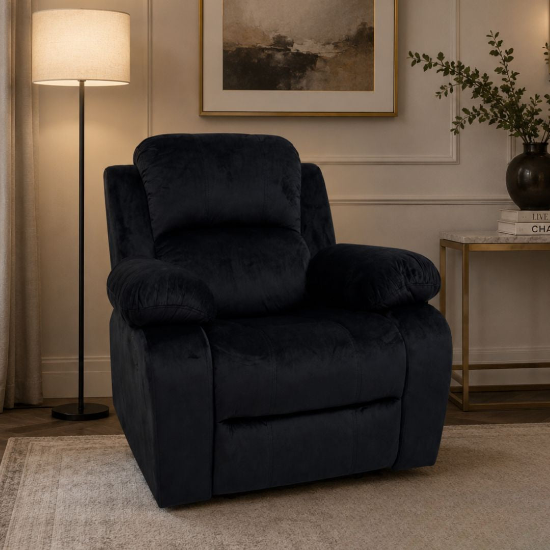 Sofa Reclinable Giratorio Mecedora de Tela Negro
