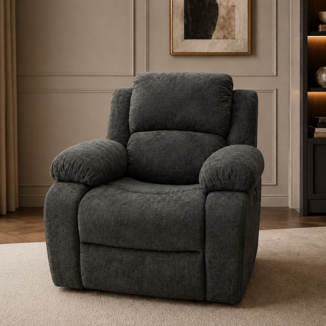 Sofa Reclinable Giratorio Mecedora de Tela Gris