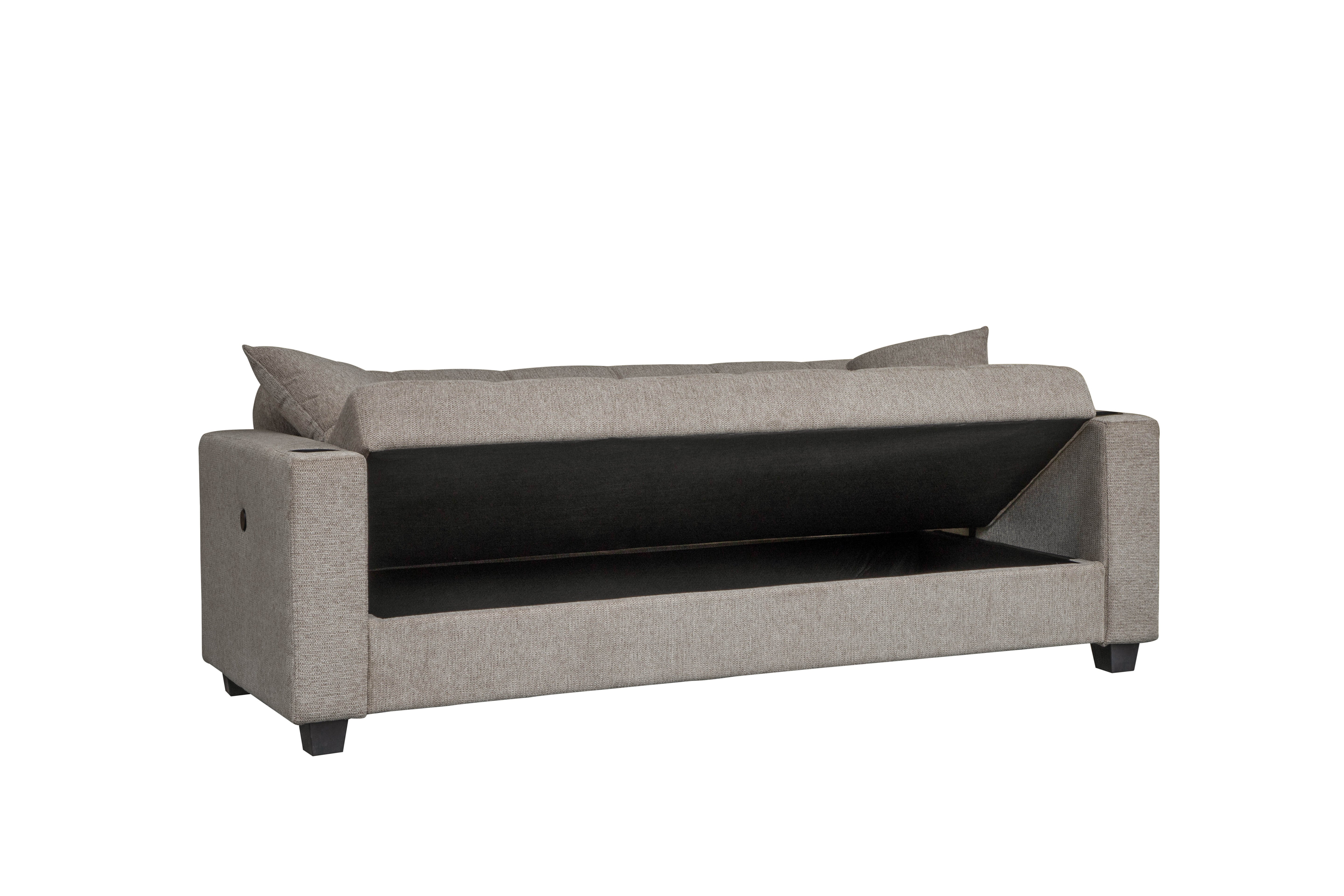 Sofá Cama con Baúl 210 cm Chocolate Claro - vista 3 - Ref. 165-304