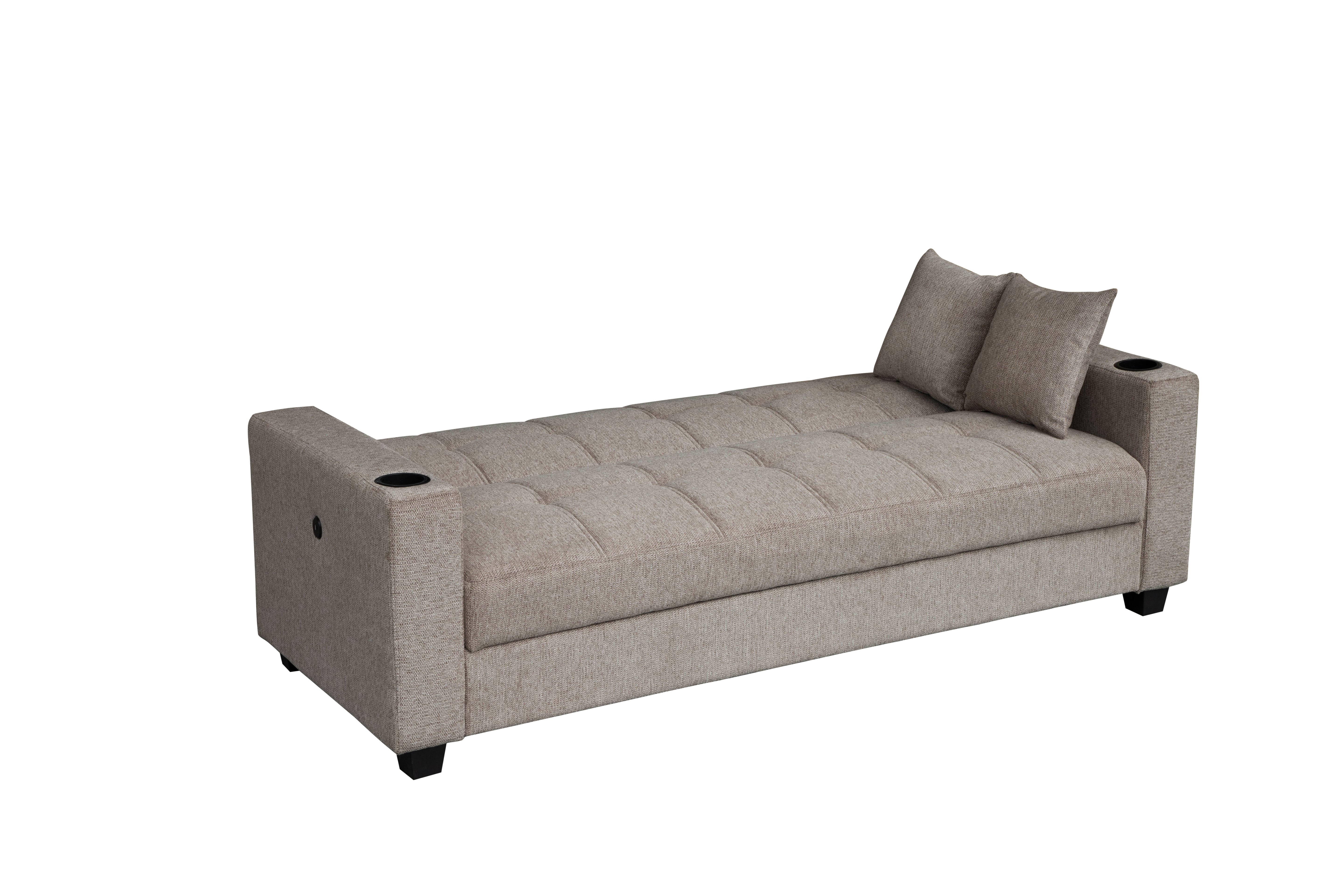 Sofá Cama con Baúl 210 cm Chocolate Claro - vista 4 - Ref. 165-304
