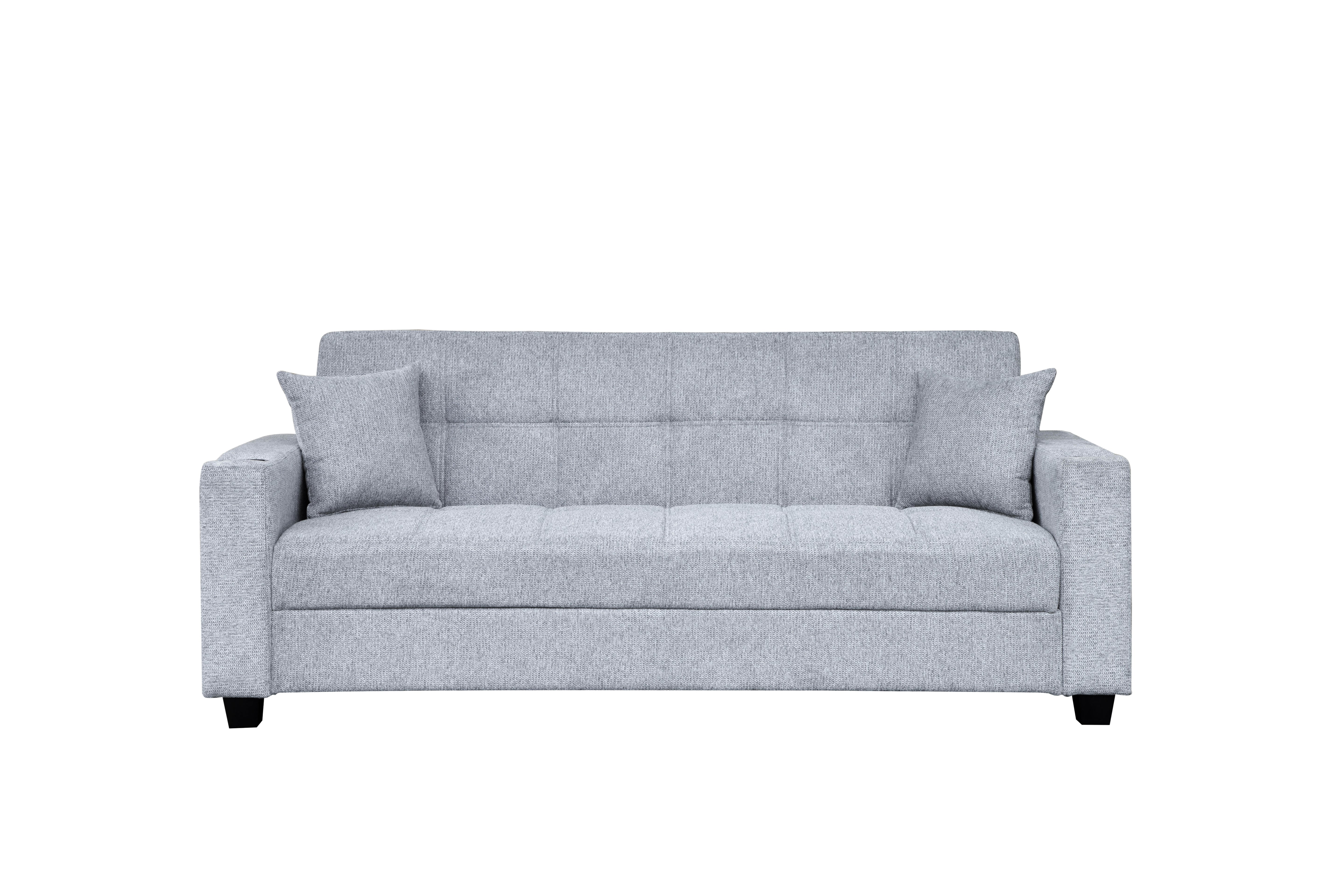 Sofá Cama con Baúl 210 cm Gris - Ref. 165-306