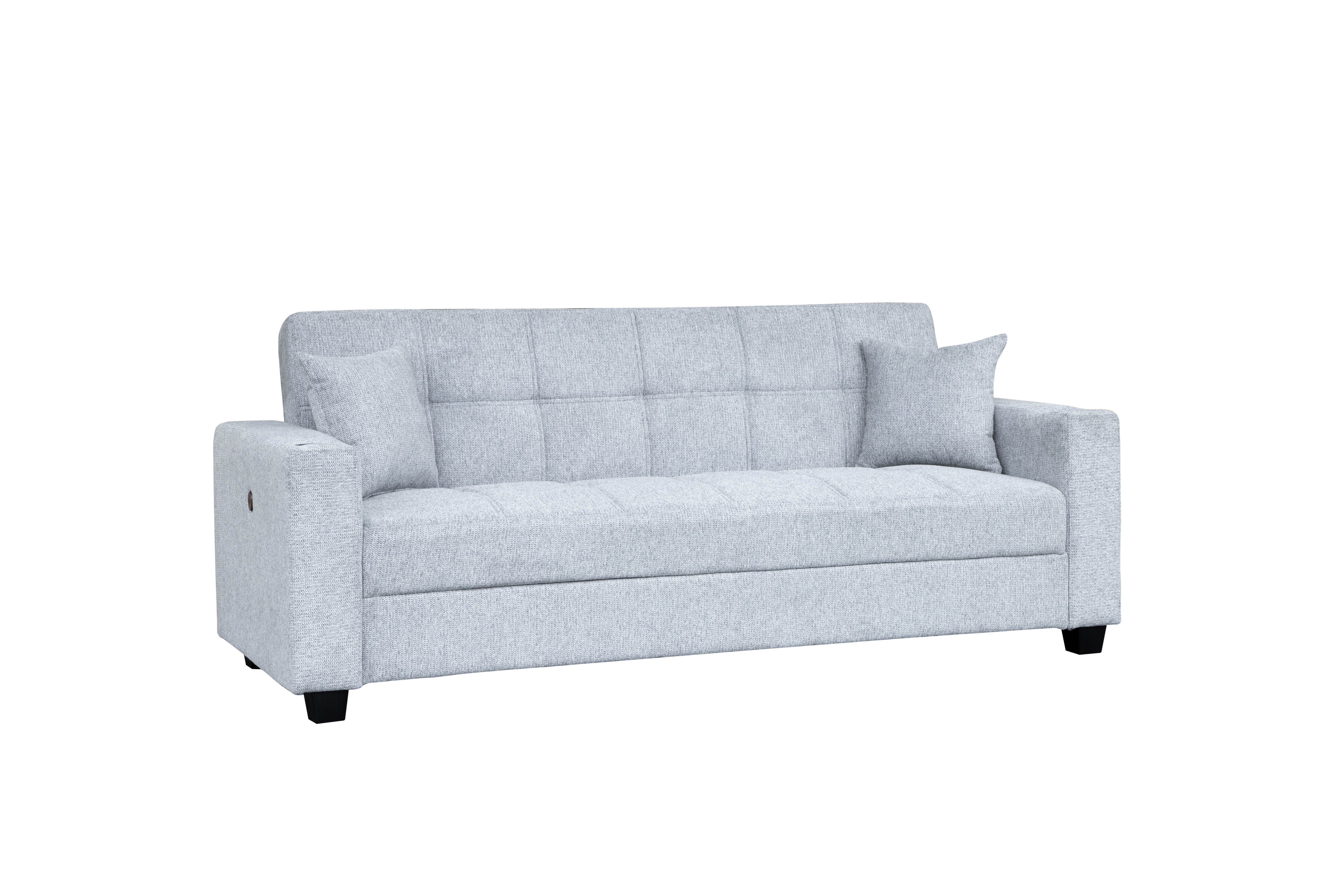 Sofá Cama con Baúl 210 cm Gris - vista 2 - Ref. 165-306