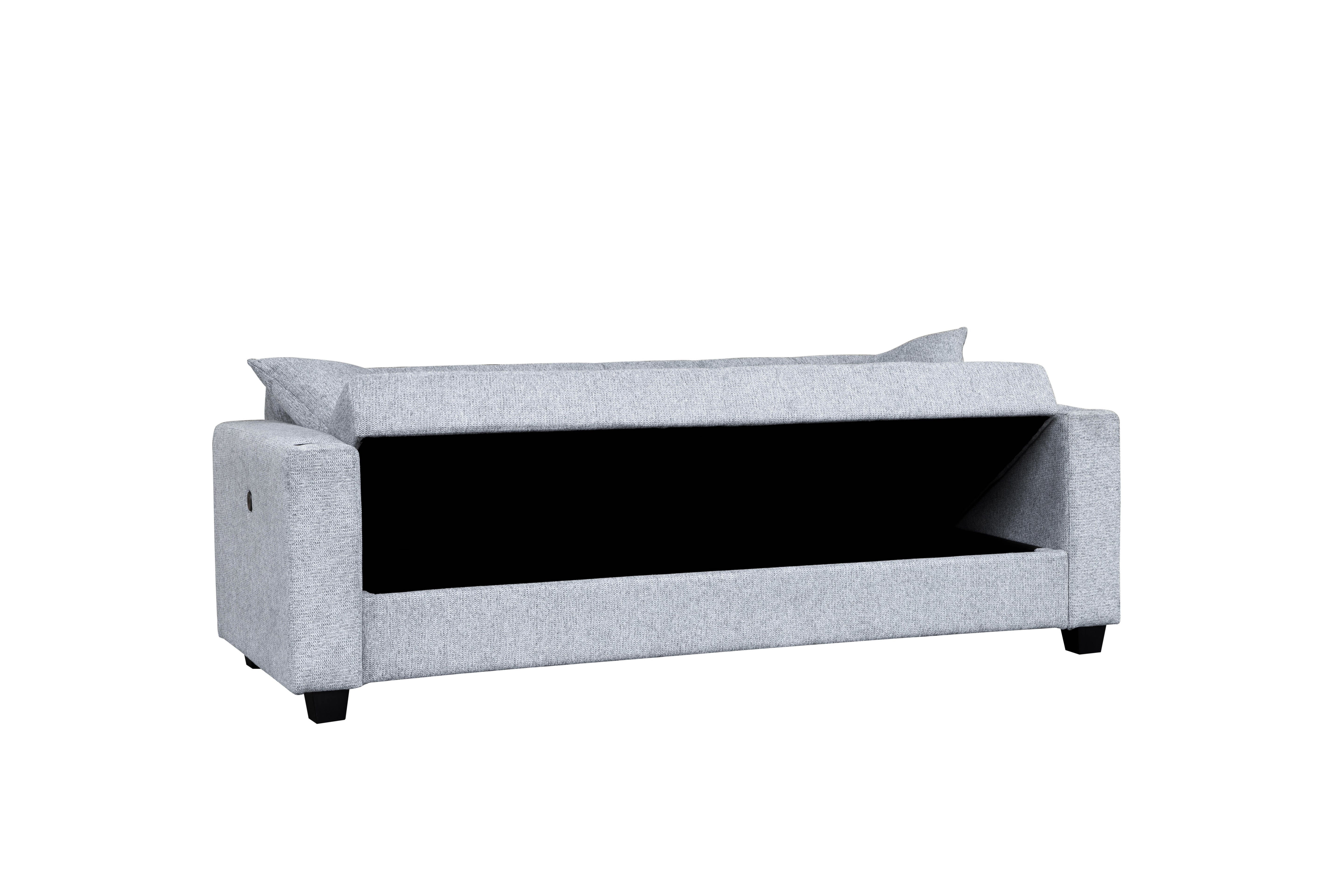 Sofá Cama con Baúl 210 cm Gris - vista 3 - Ref. 165-306