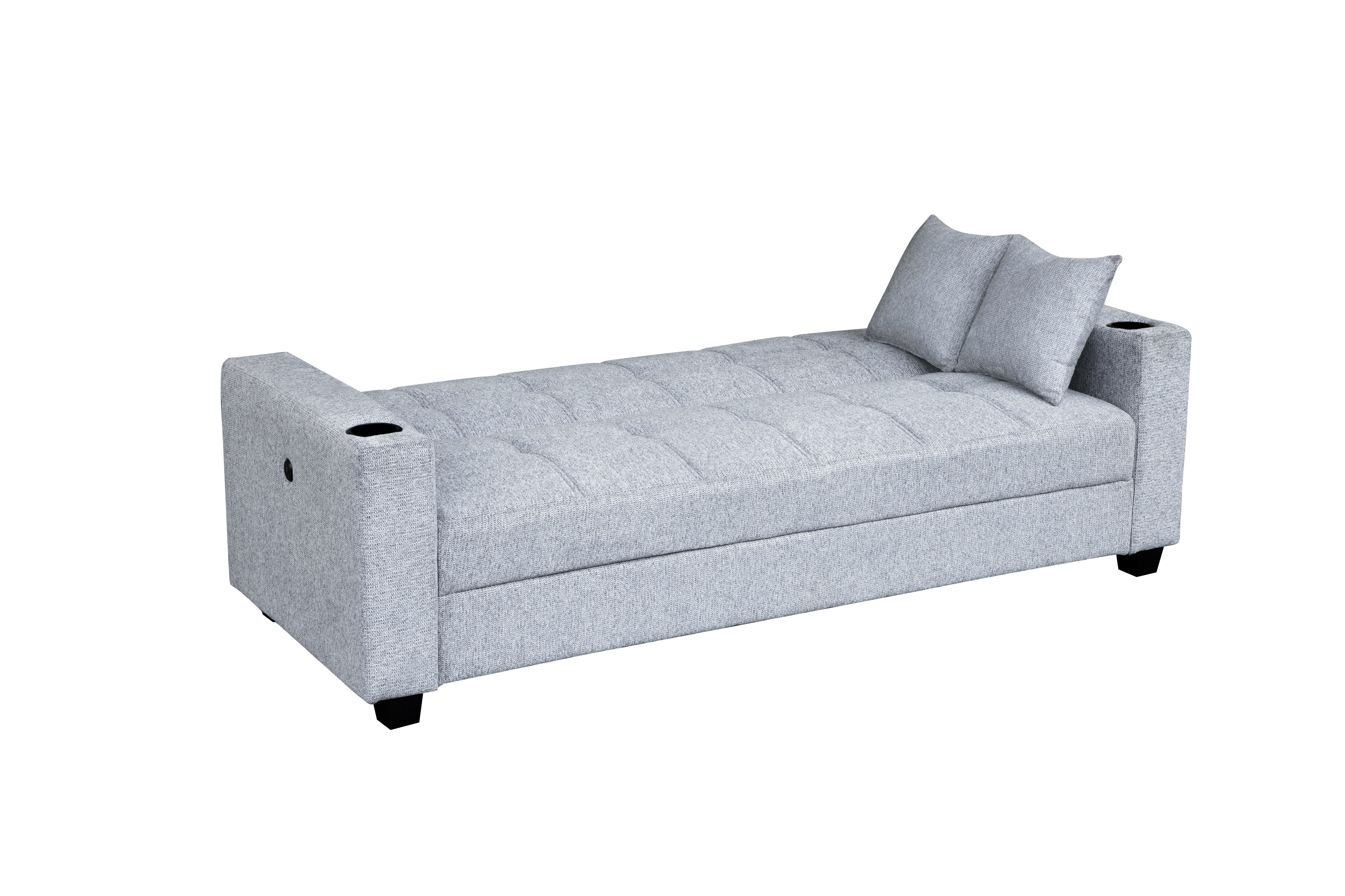 Sofá Cama con Baúl 210 cm Gris - vista 4 - Ref. 165-306