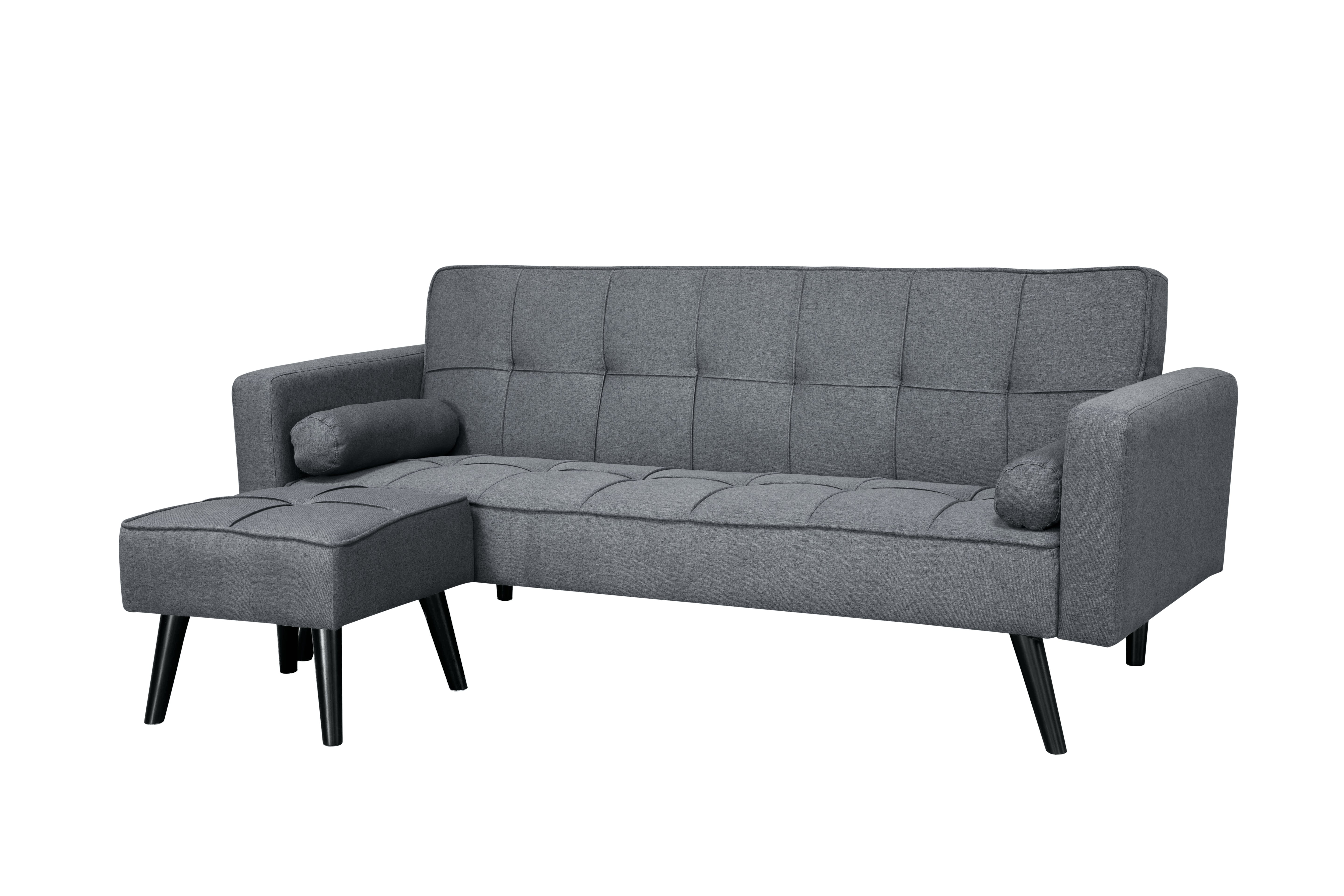 Sofá Cama 3 Puestos con Otomana 204 cm Gris Oscuro - vista 2 - Ref. 165-309
