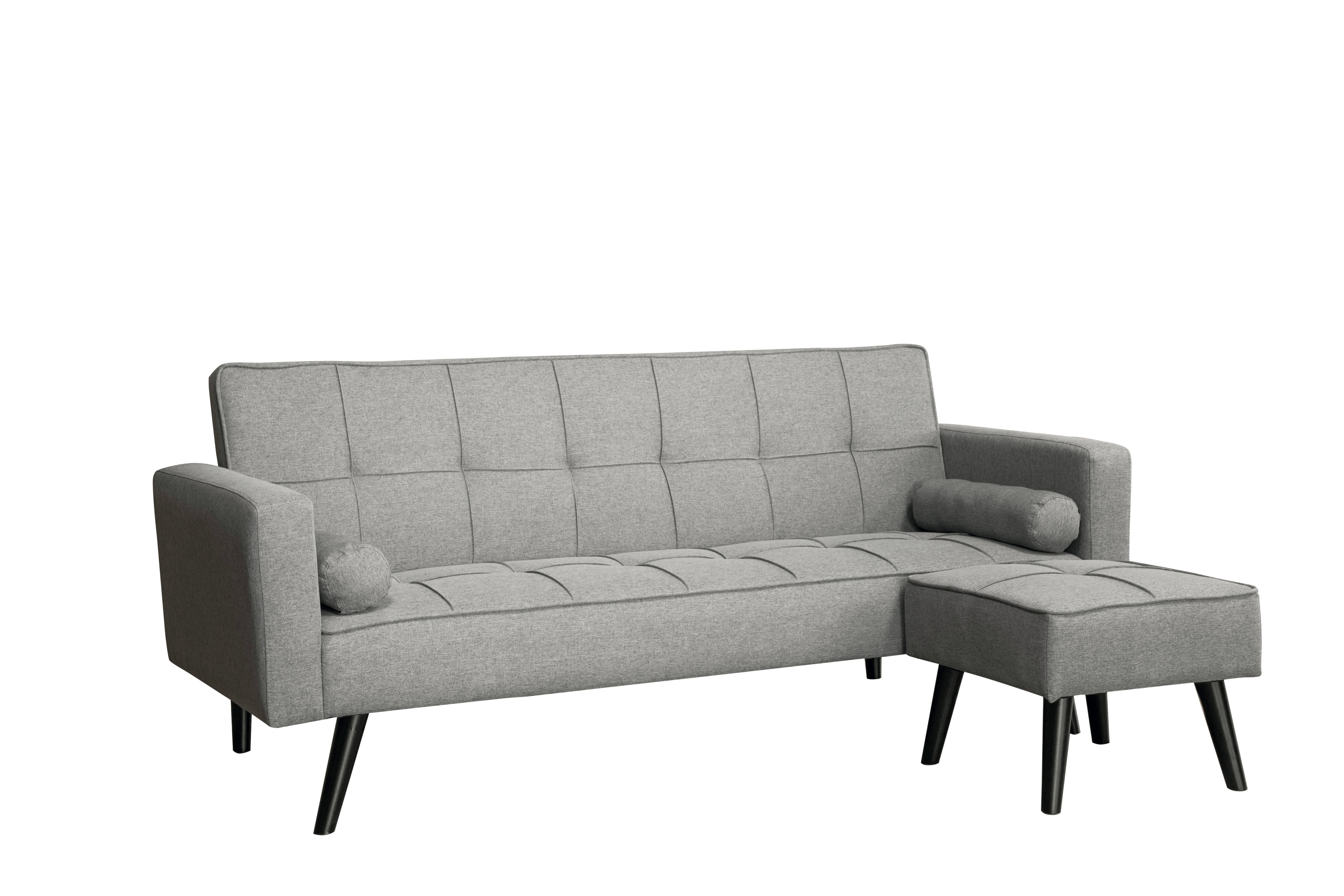 Sofá Cama 3 Puestos con Otomana 204 cm Gris Claro - vista 2 - Ref. 165-310