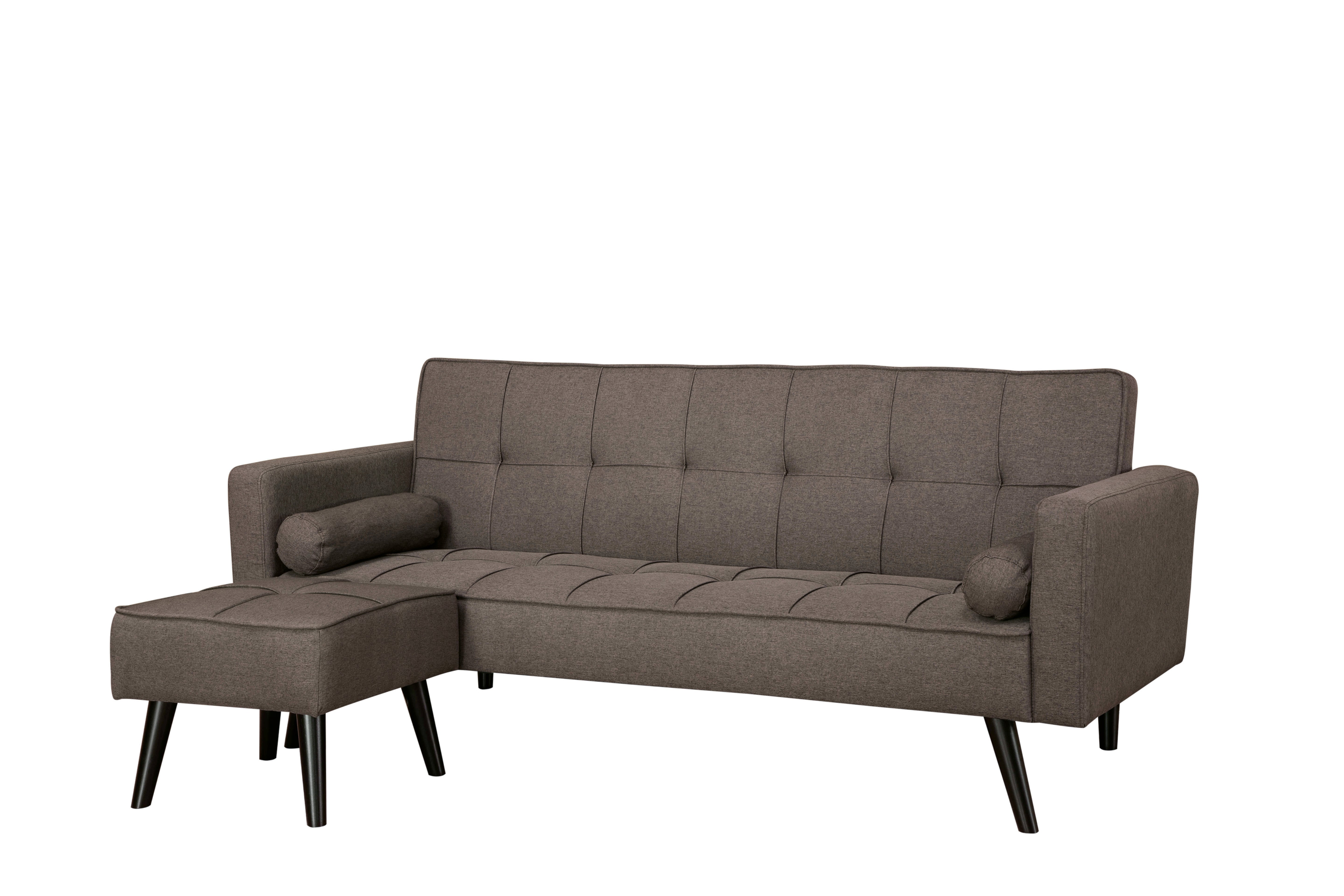 Sofá Cama 3 Puestos con Otomana 204 cm Marrón - vista 2 - Ref. 165-311