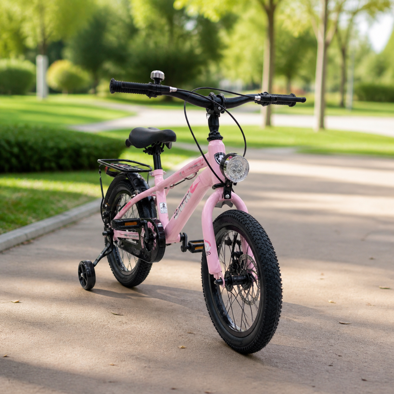 Bicicleta Rosada 12" en ambiente de parque
