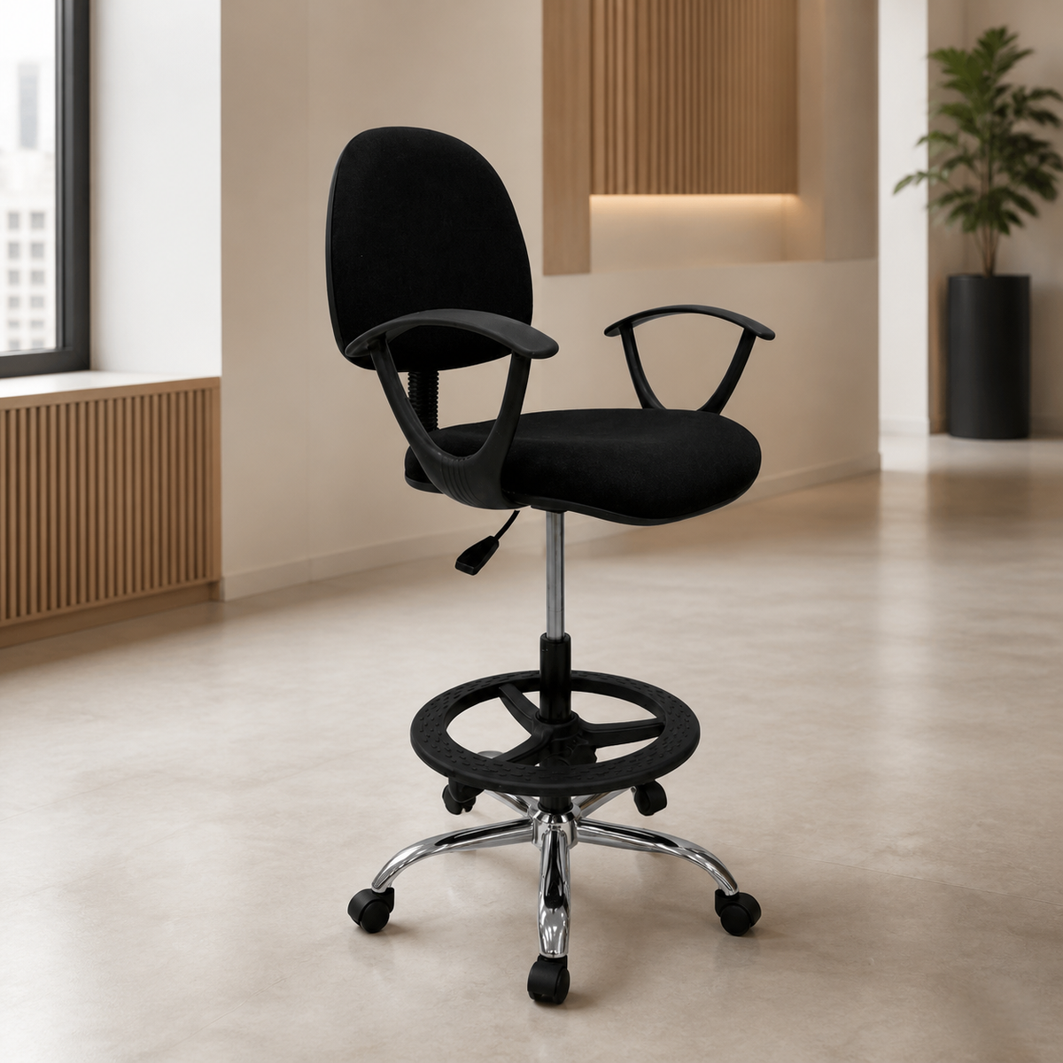Silla de Oficina Alta Negra 3 en ambiente exterior