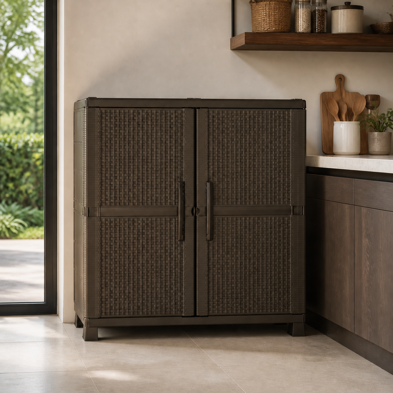 Armario Grande Textura Rattan Wengue en ambiente