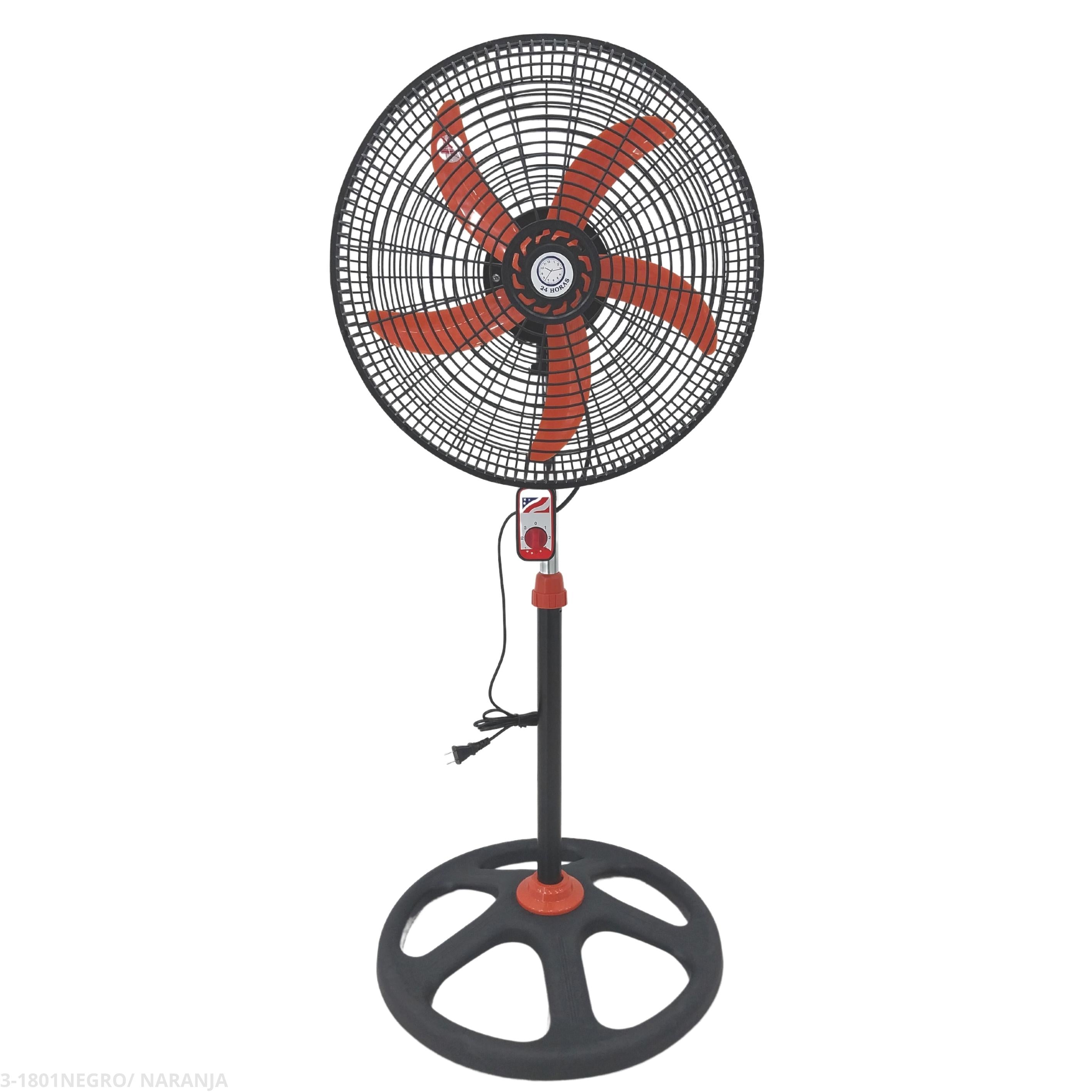 ABANICO 18" 5 ASPAS NARANJA - plástico