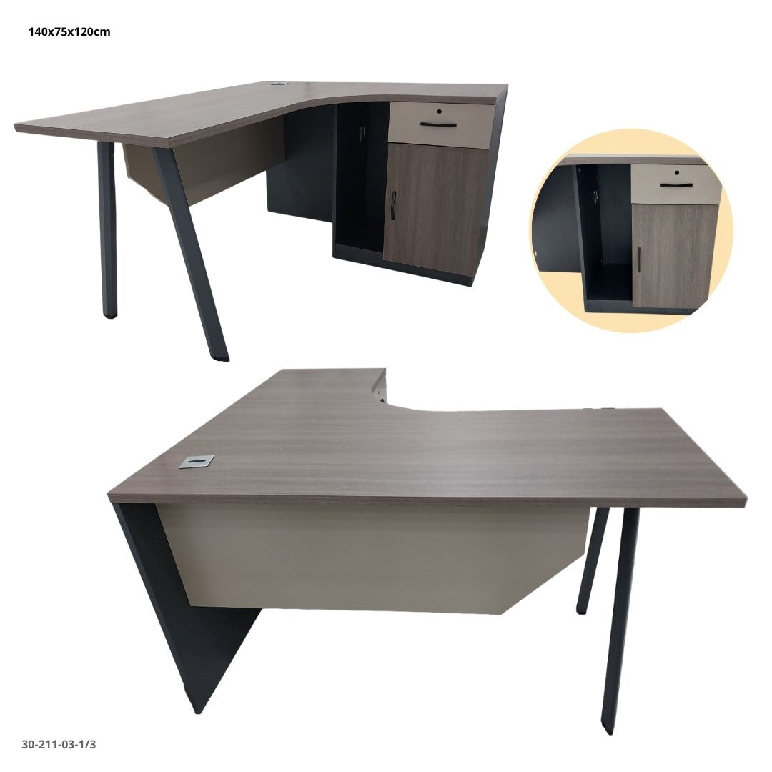 MESA L P/METAL 140*120*75CM CON GABINETE DERECHO
