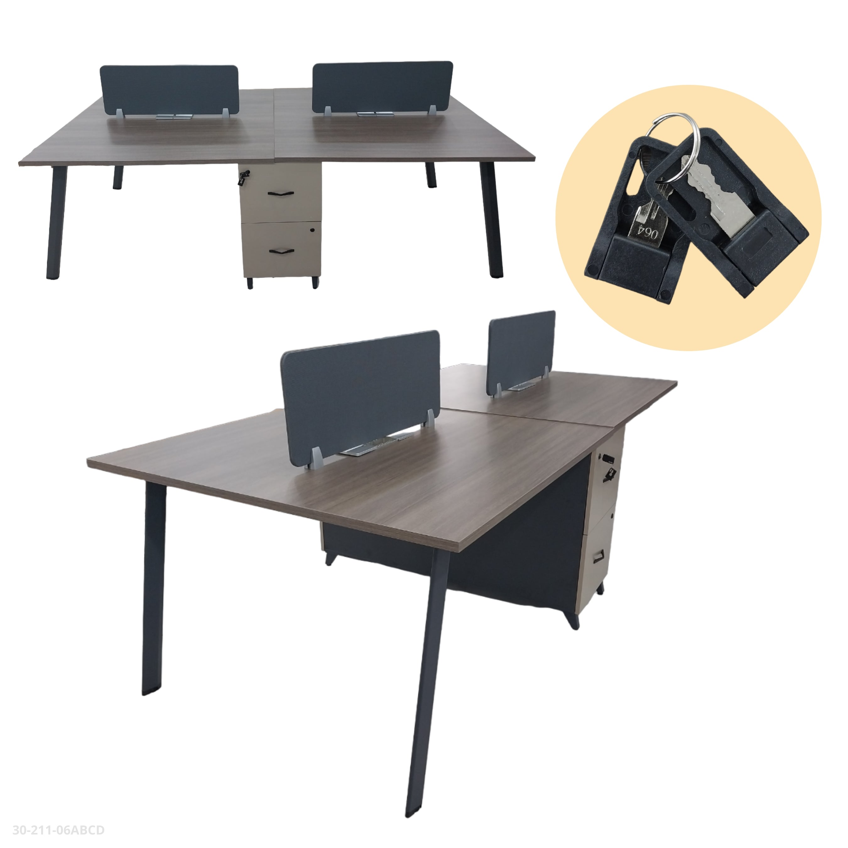 ESTACION DE TRABAJO 4 PUESTOS 240*240*75CM CON 2 GABINETES