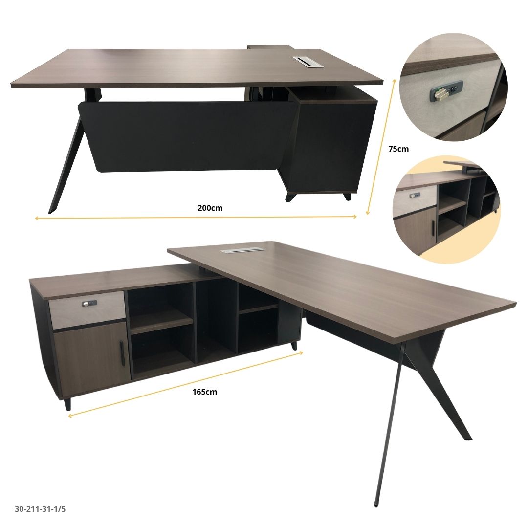 ESCRITORIO L 180*85*75CM CON GABINETE DER O IZQ