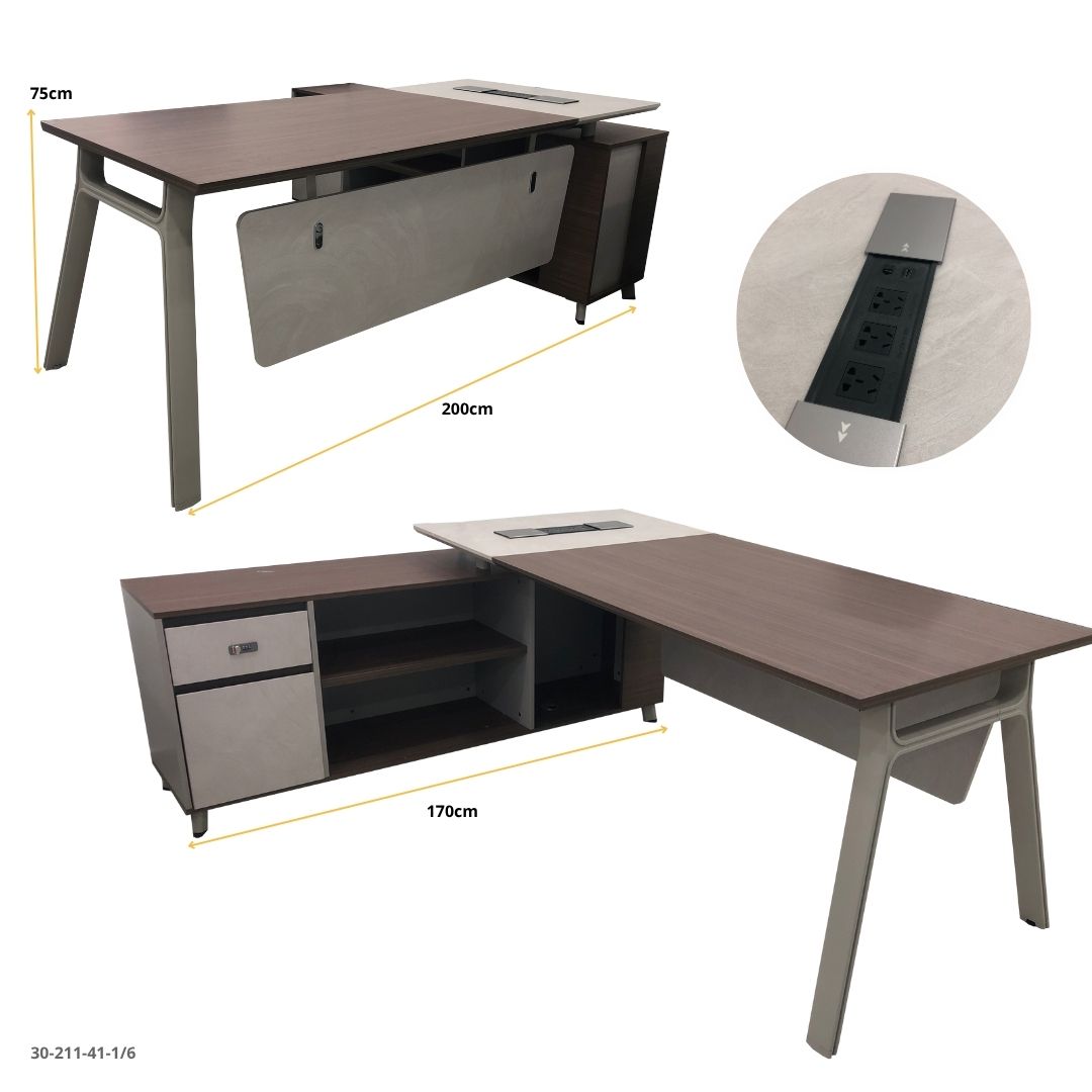 ESCRITORIO L 200*85*75CM CON GABINETE DER O IZQ