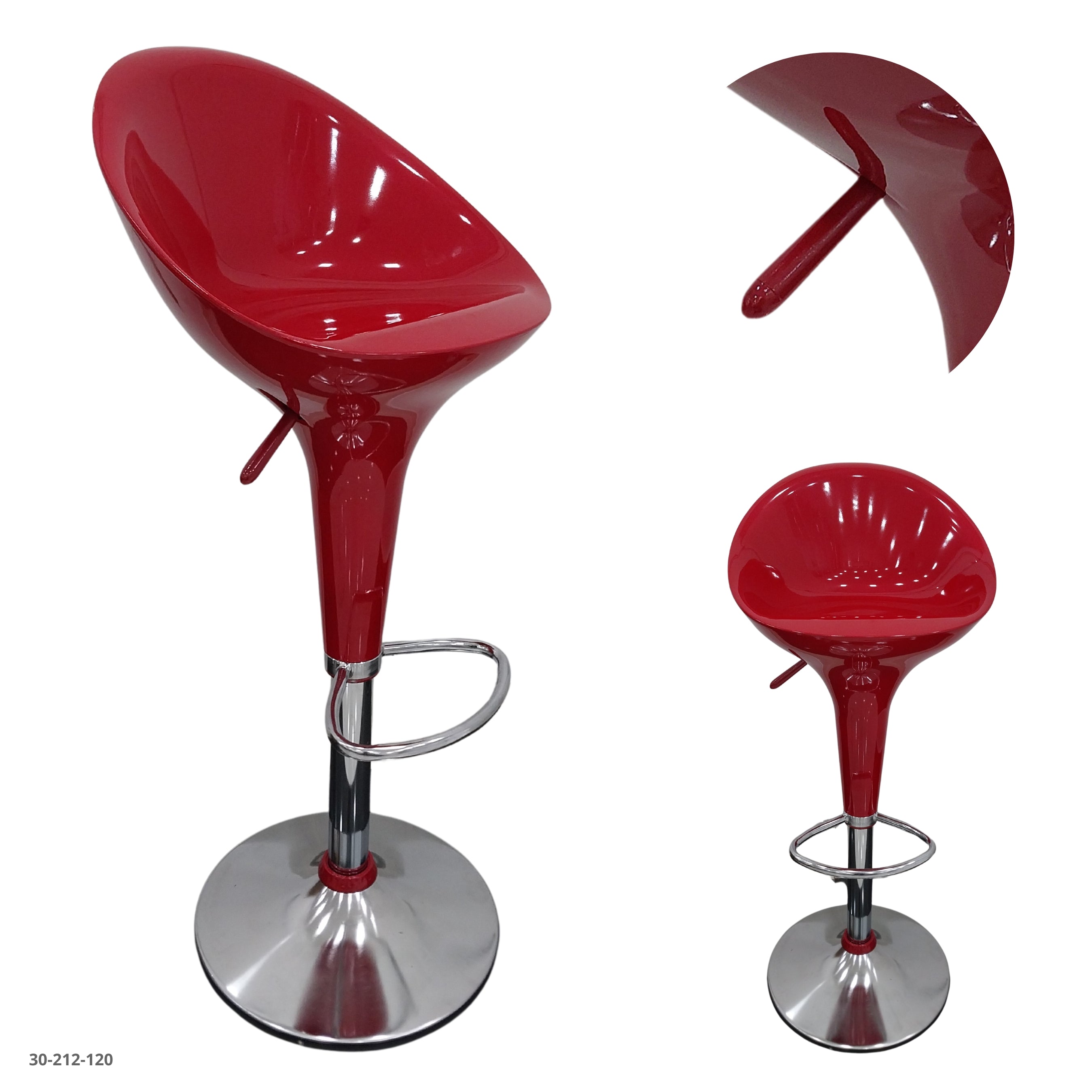 Silla de bar giratoria roja 30-212-12