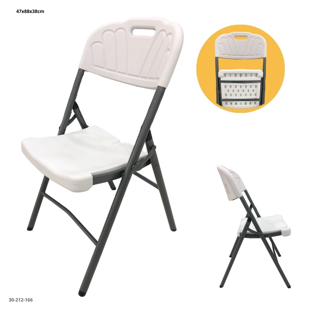 SILLA PLASTICA PLEGABLE BLANCO CON DISEÑO