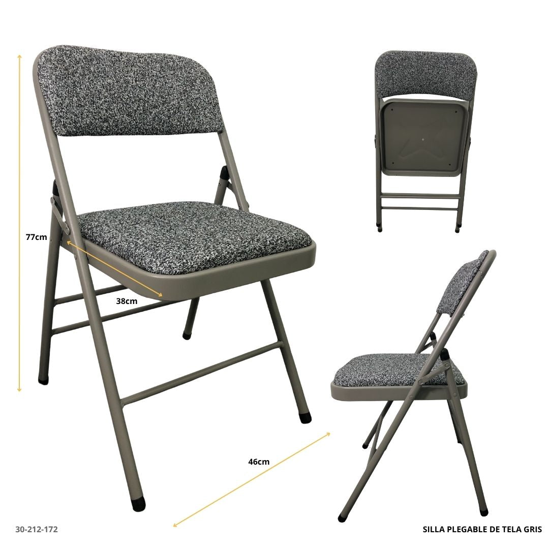 SILLA PLEGABLE DE TELA GRIS