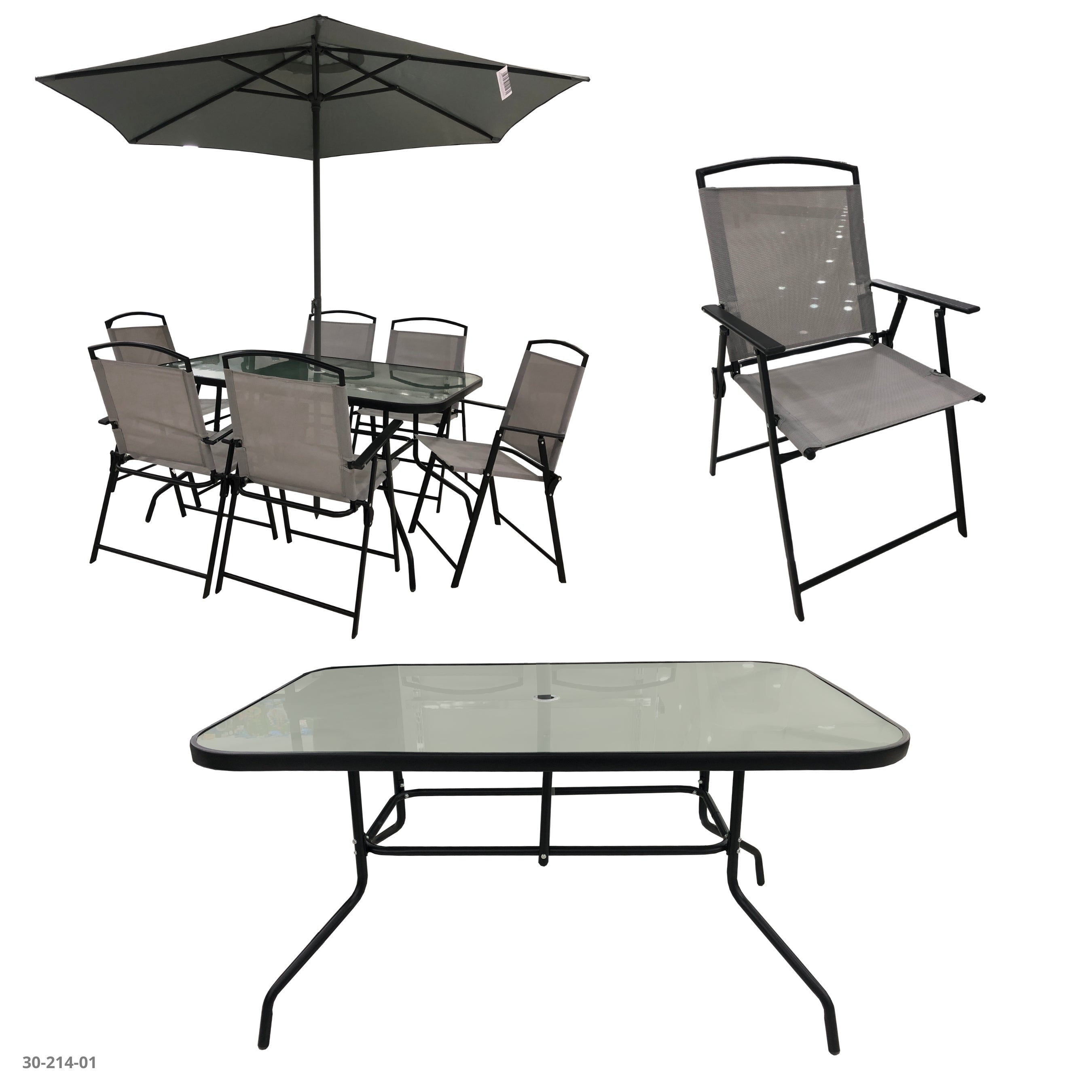 JGO DE 6 SILLAS+MESA+SOMBRILLA