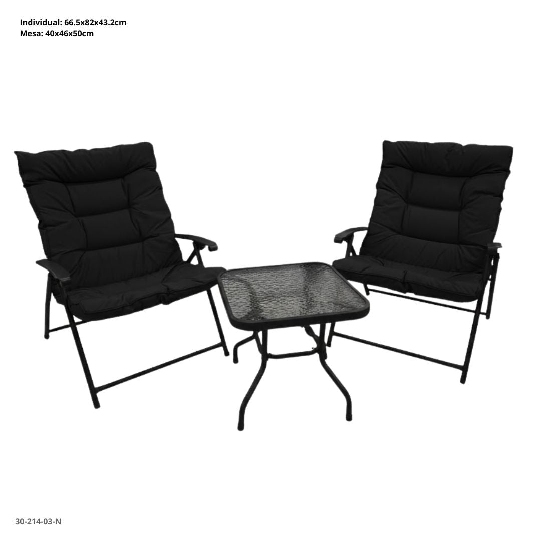 JGO 2 SILLAS +MESA NEGRO 50X50X46 1