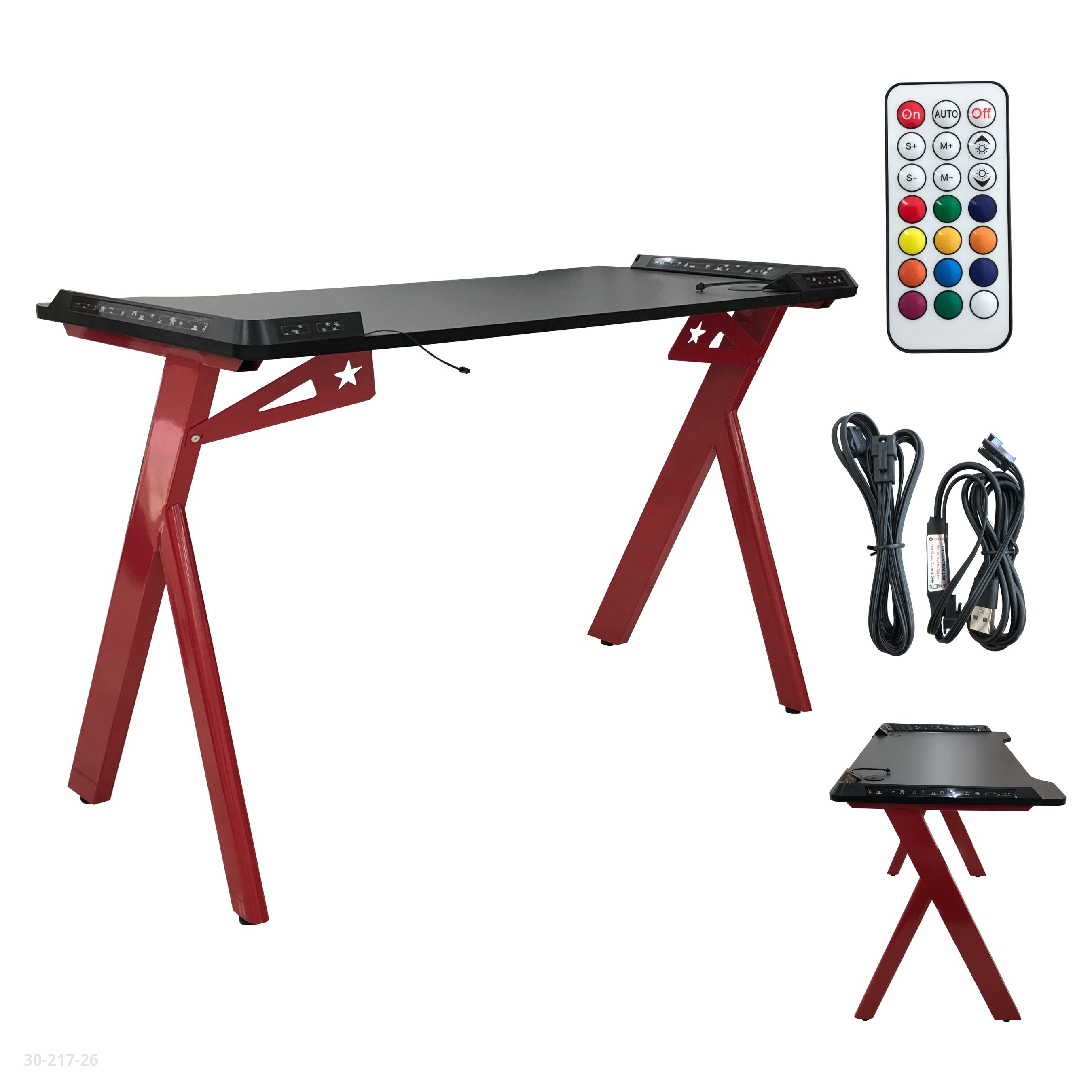 MESA GAMING LED 120*60*74CM NEGRO/ROJO