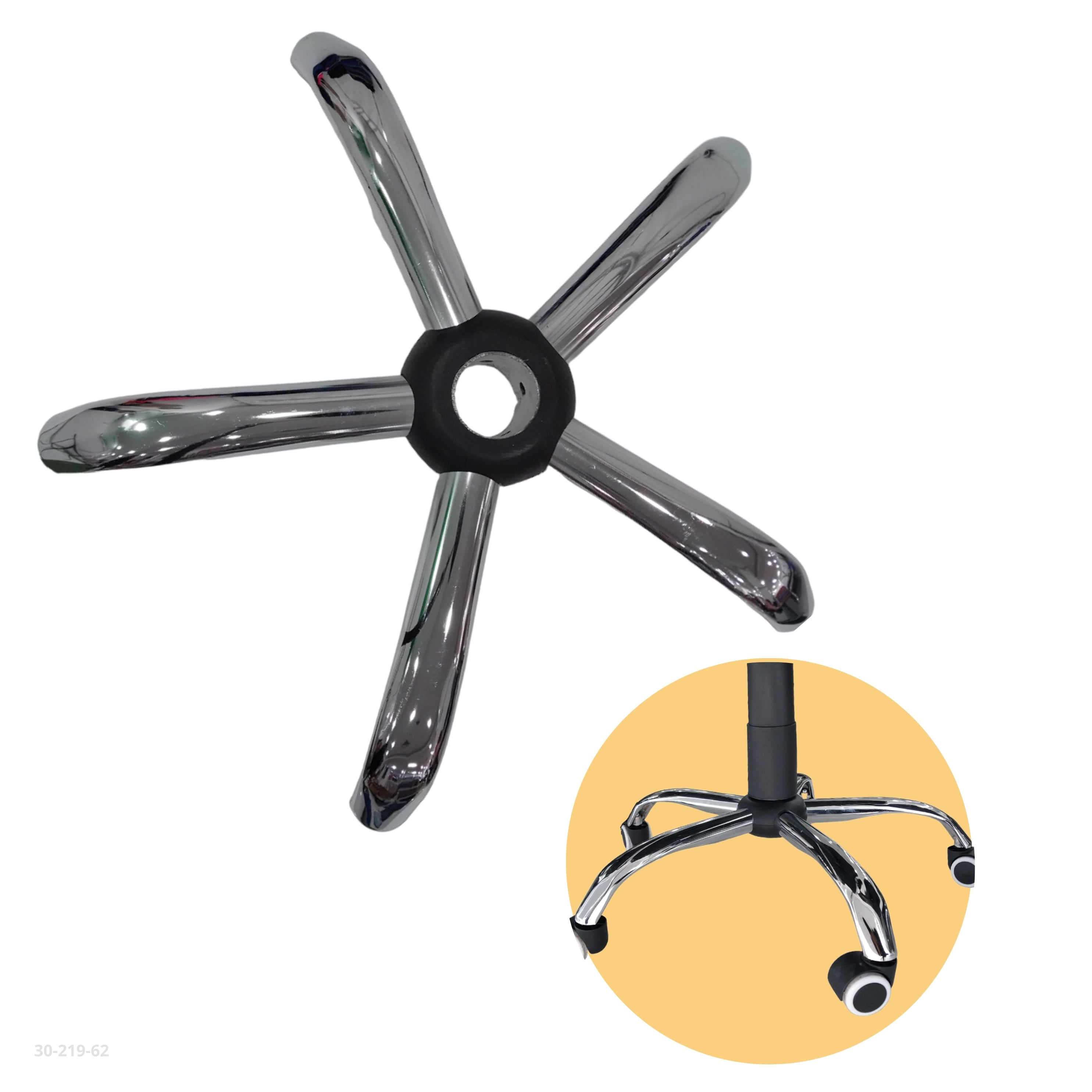 Base de metal cromada para silla de oficina, vista del producto