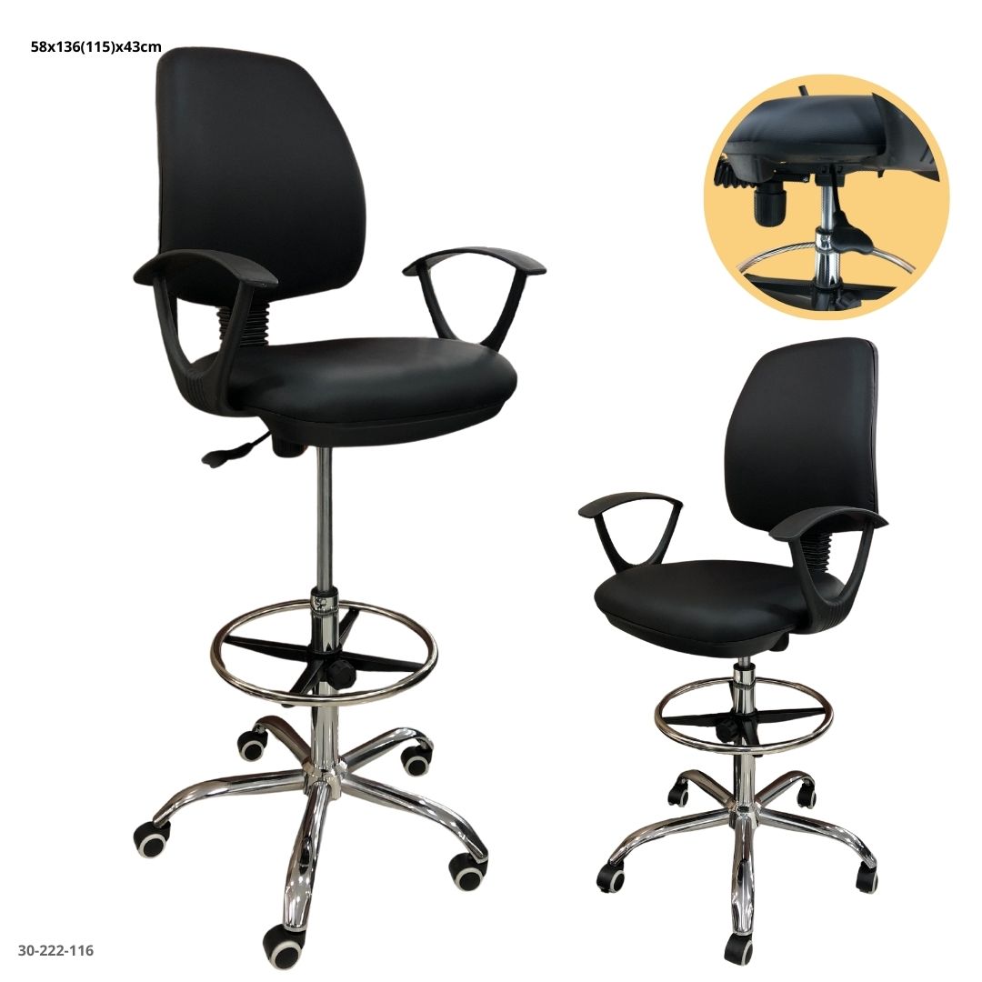 SILLA DE OFICINA ALTA NEGRA CUERINA