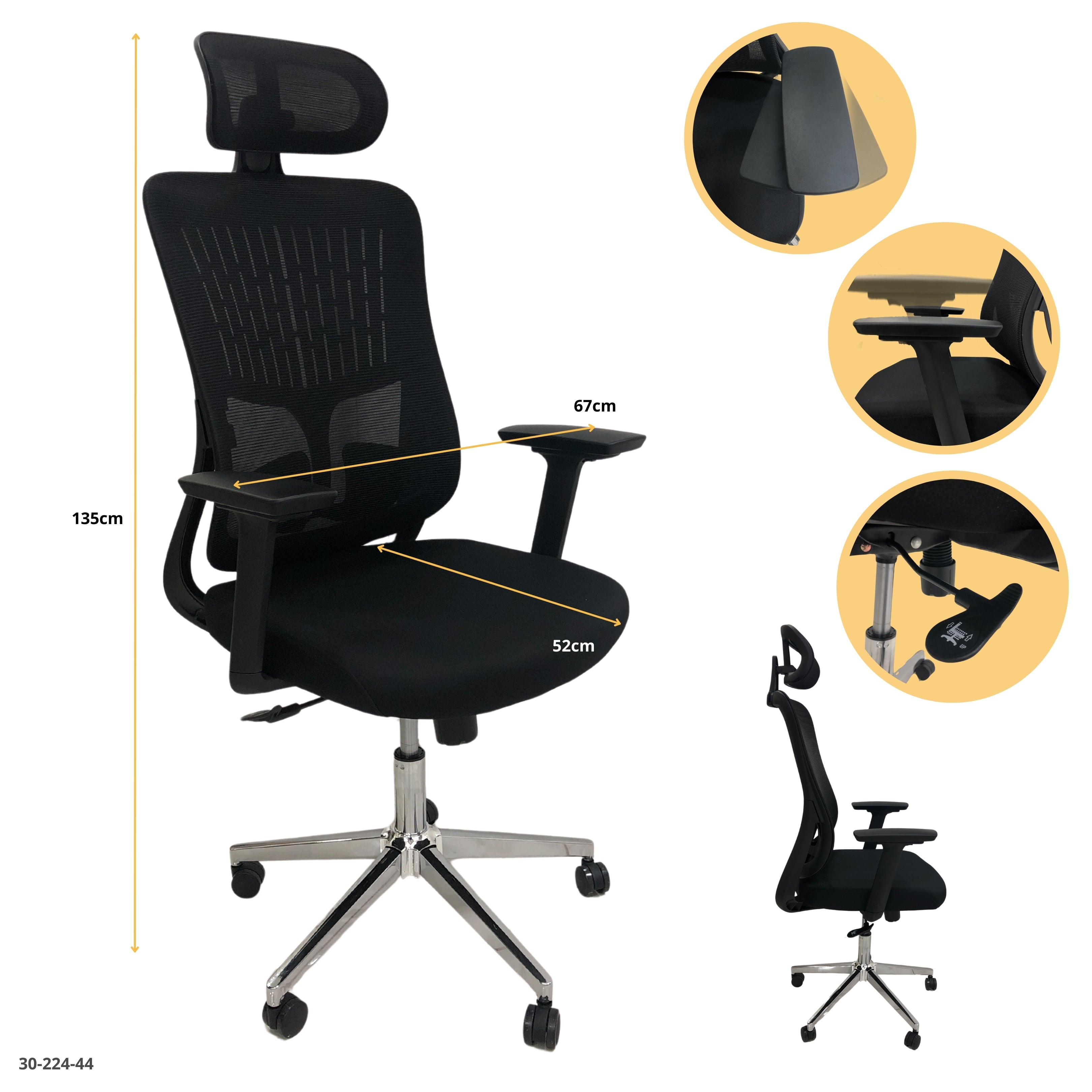 BLACK OFFICE CHAIR 62*50*170H-CM / 30-224-31