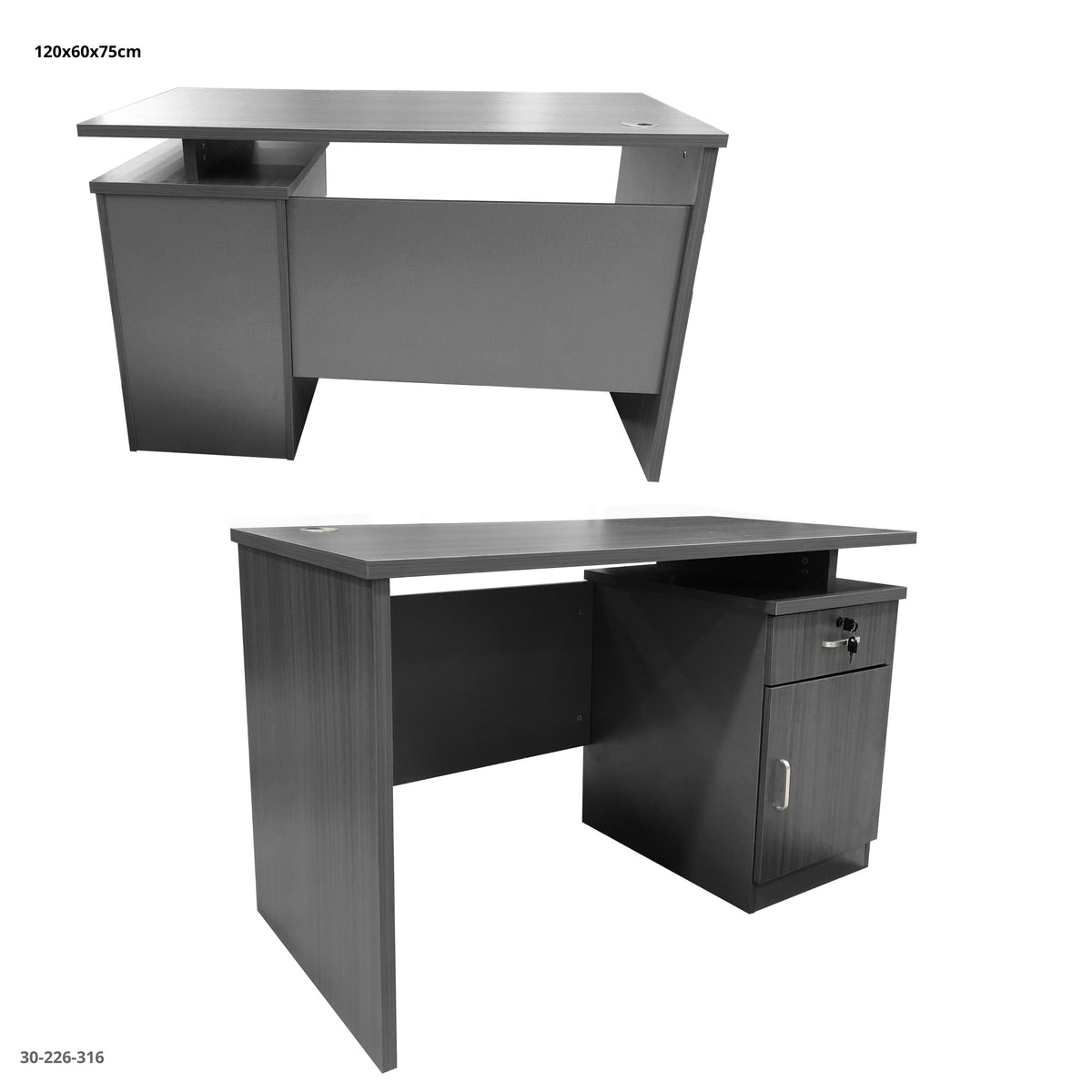 Escritorio de Oficina con Gabinete 1 Gaveta 120x60x75 cm Gris Oscuro - Ref. 30-226-316
