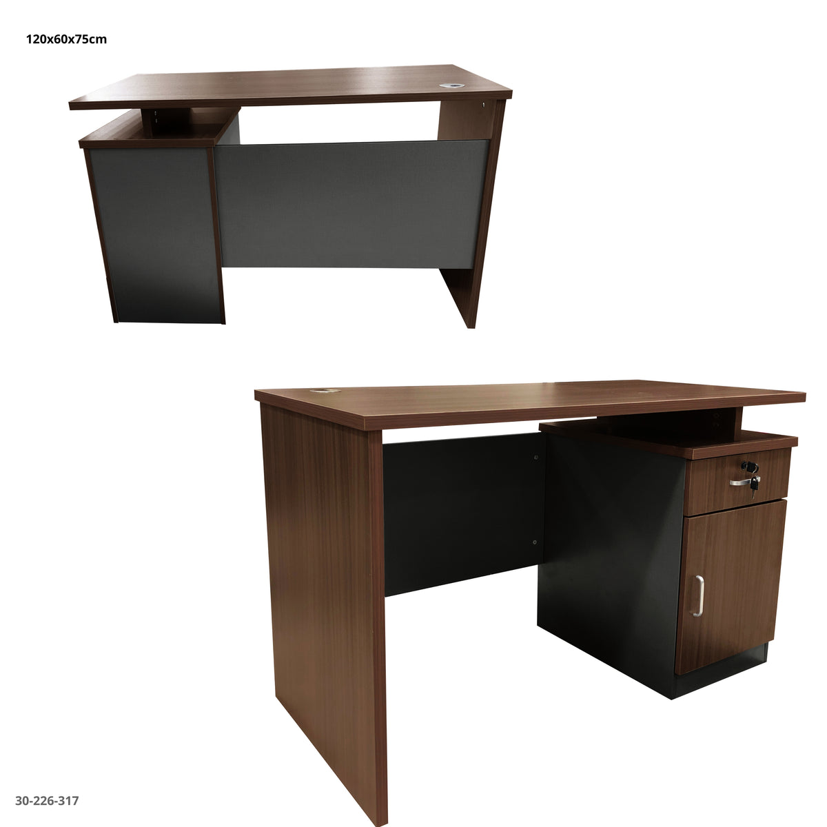 Escritorio de Oficina con Gabinete 1 Gaveta 120x60x75 cm Chocolate - Ref. 30-226-317