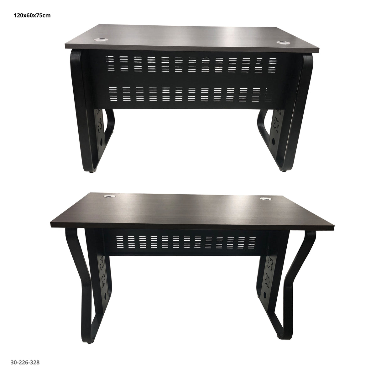 Escritorio de Oficina con Pasacables 120x60x75 cm Gris Oscuro - Ref. 30-226-328