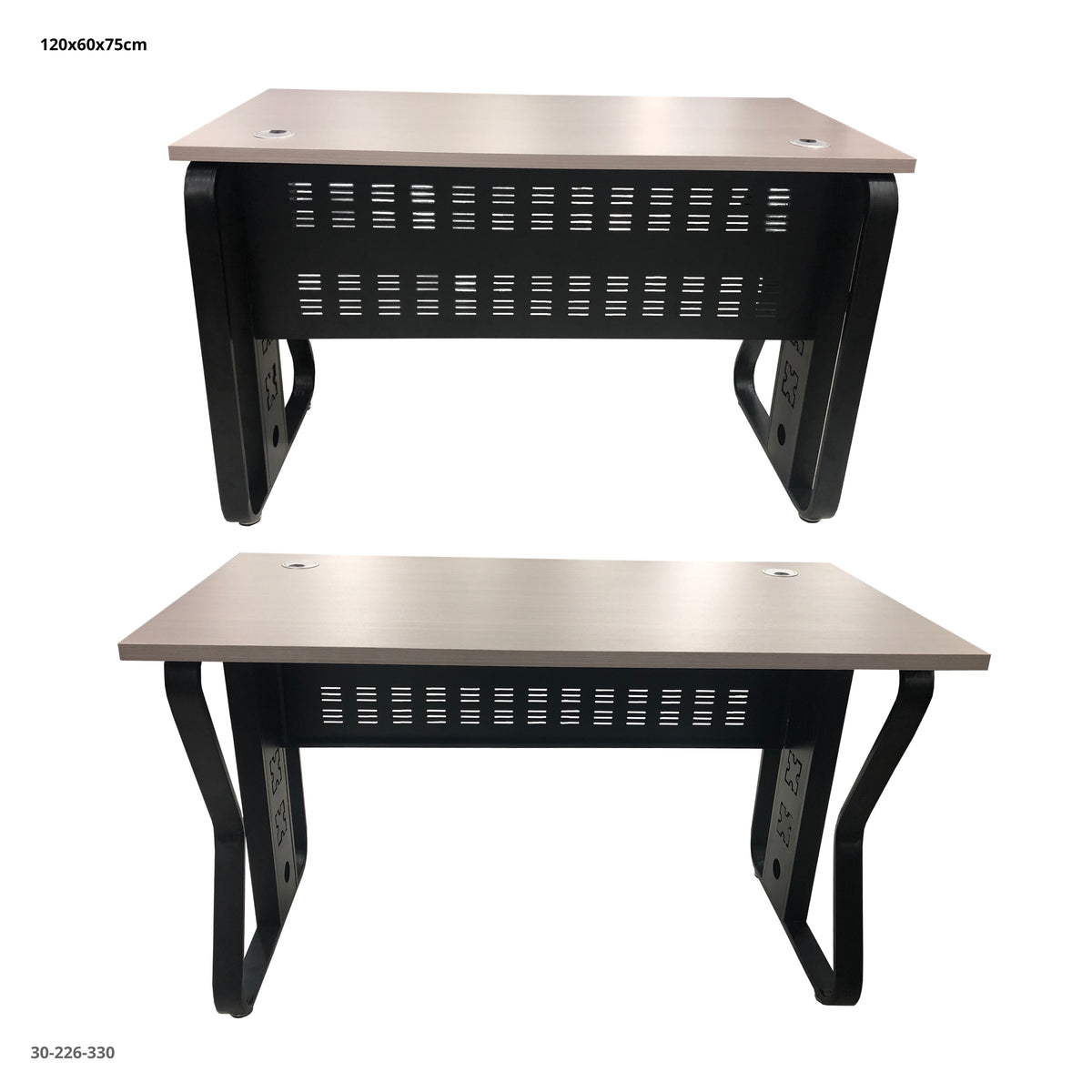 Escritorio de Oficina con Pasacables 120x60x75 cm Gris Claro - Ref. 30-226-330