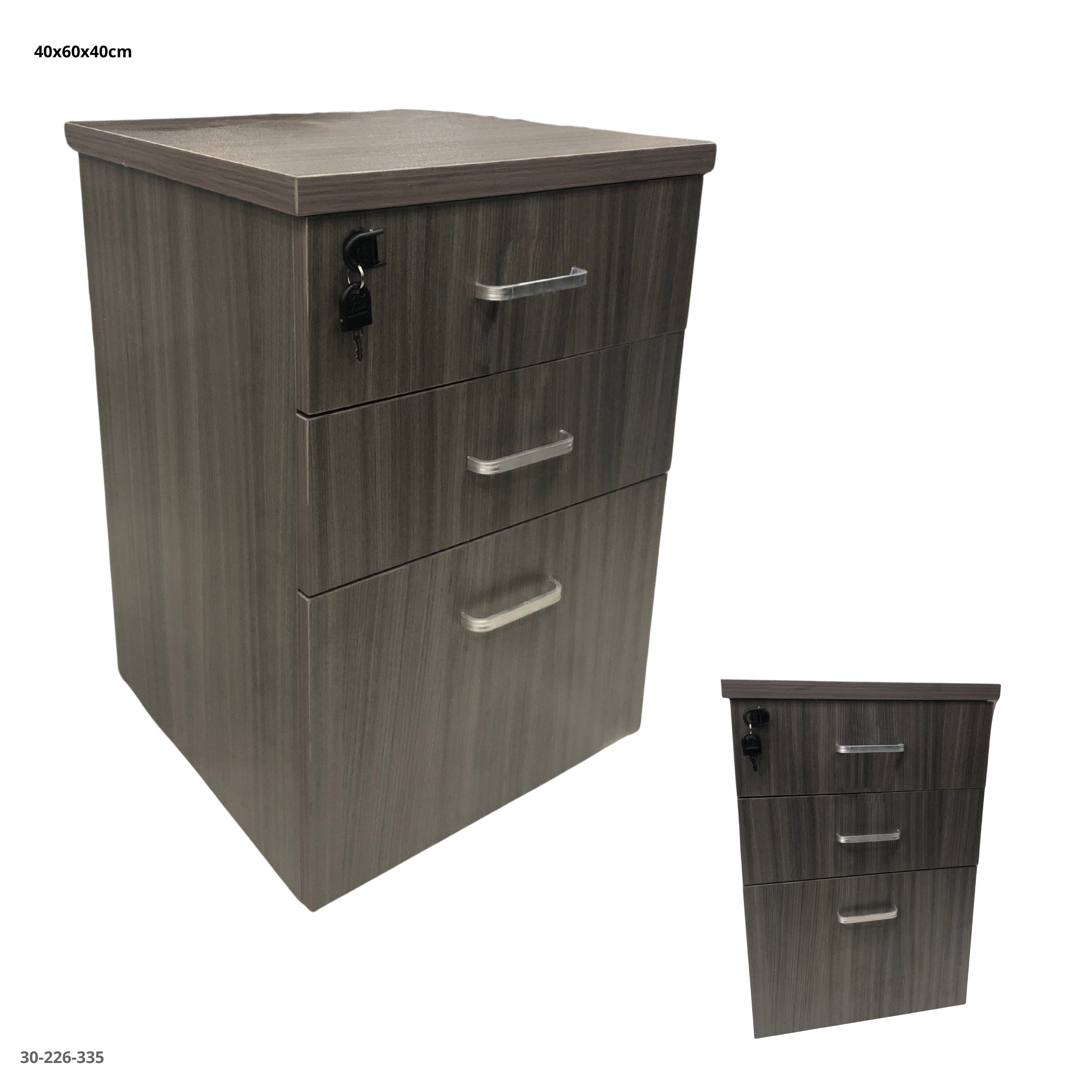 Gabinete de Oficina 3 Gavetas Gris Oscuro 40x60x40 cm - Ref. 30-226-335