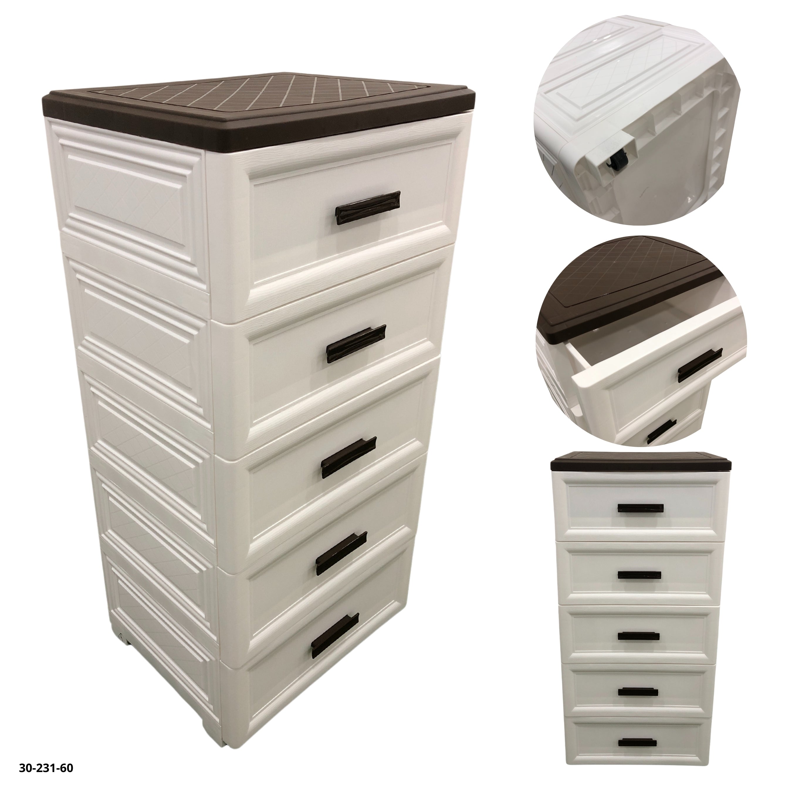 Gavetero Blanco/Chocolate 5 Gvtas | White and Chocolate Plastic 5