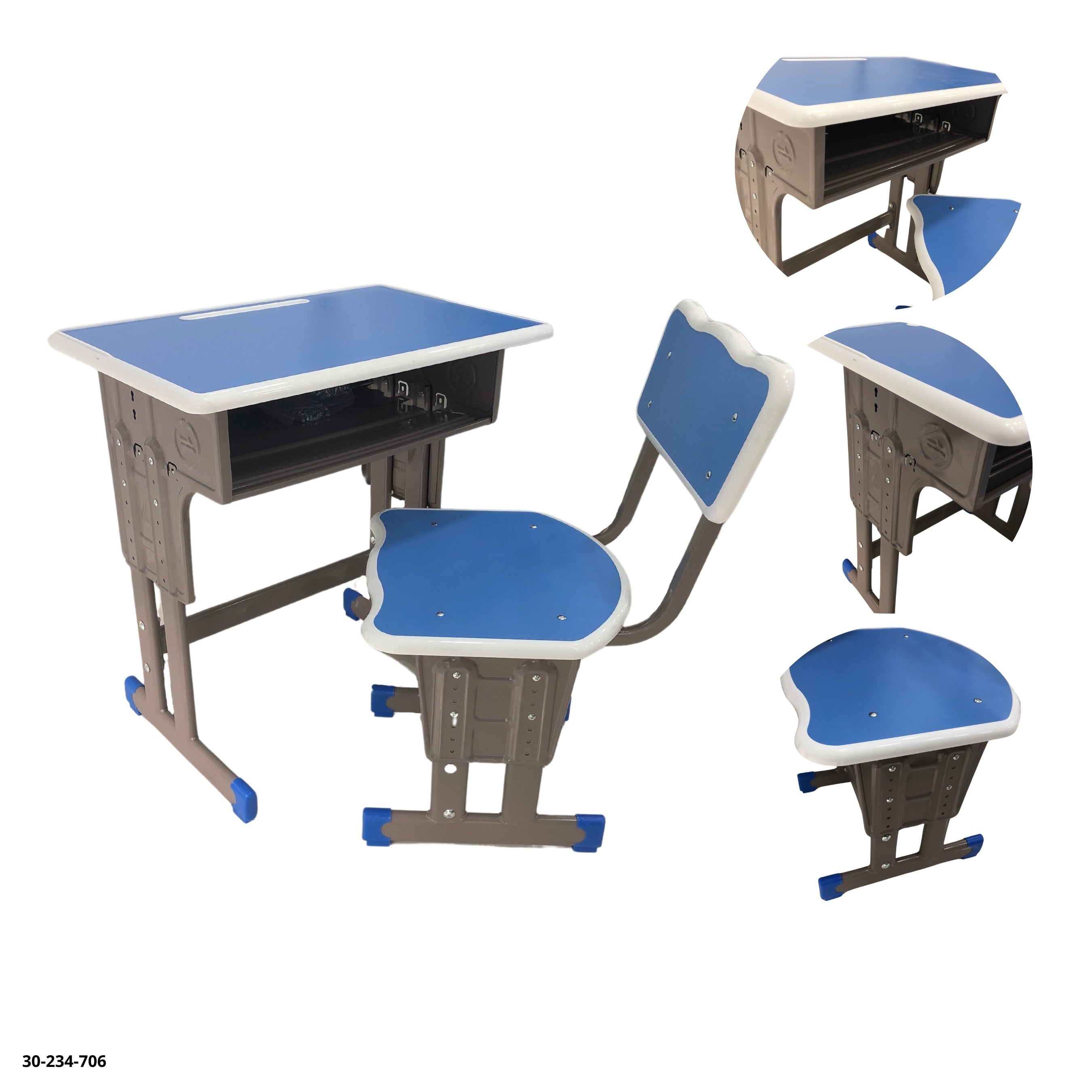 Mesa escolar con silla azul 30-234-706