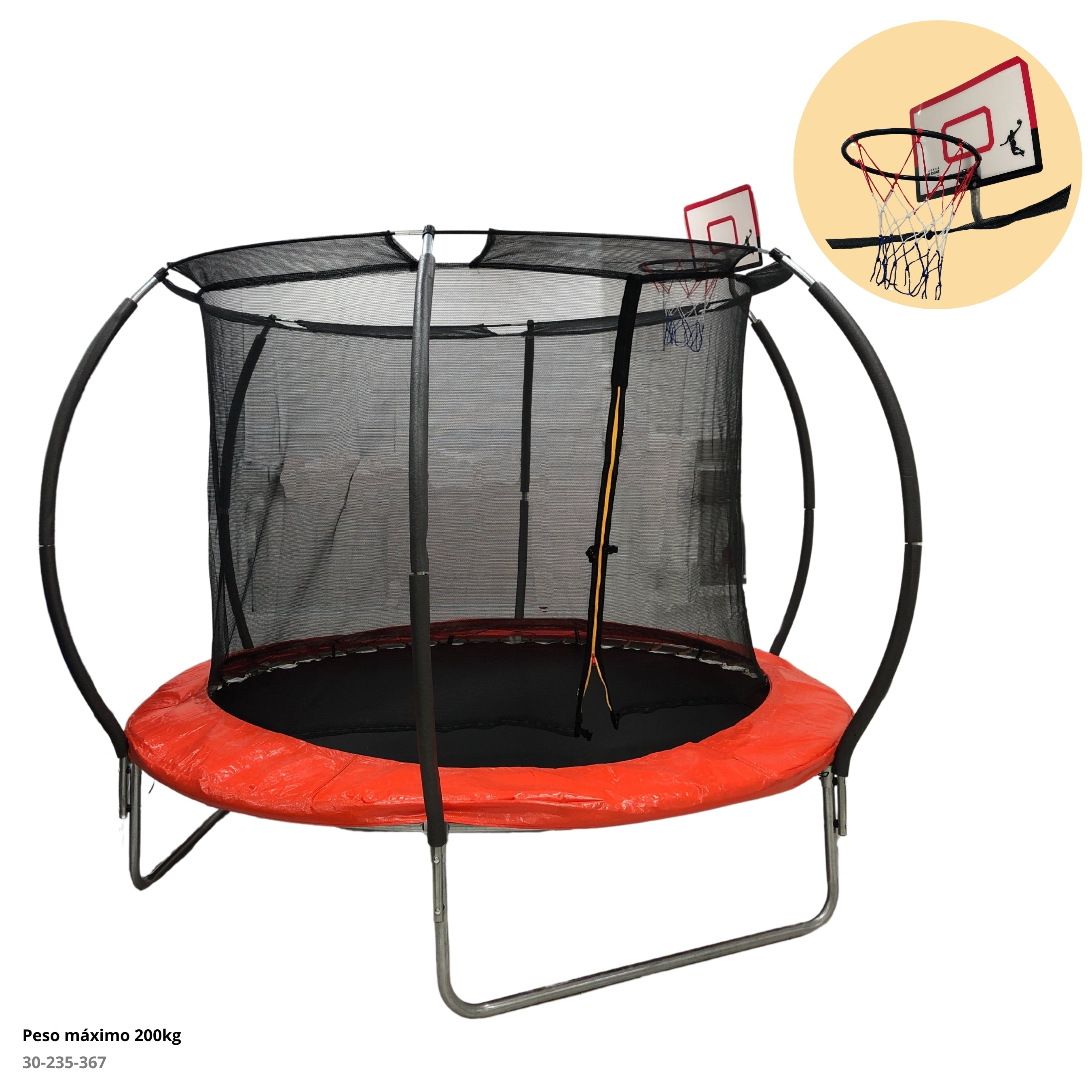 TRAMPOLIN 8' C/BASKETBALL (183cmX200cm ALTO)