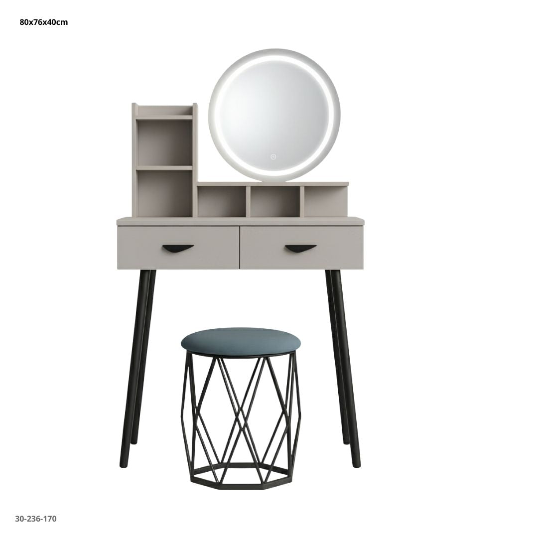 VANITY CON ESPEJO/LUZ Y TABURETE 80*40CM