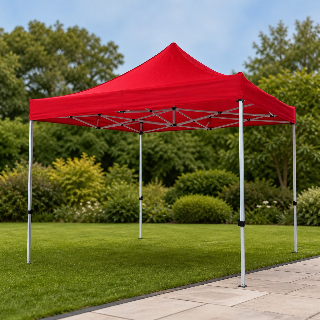 Tolda/Lona 600D Rojo 3MX3M en ambiente exterior