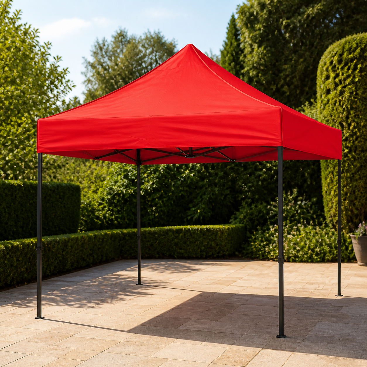 Lona 600D Roja 3MX3M en ambiente exterior