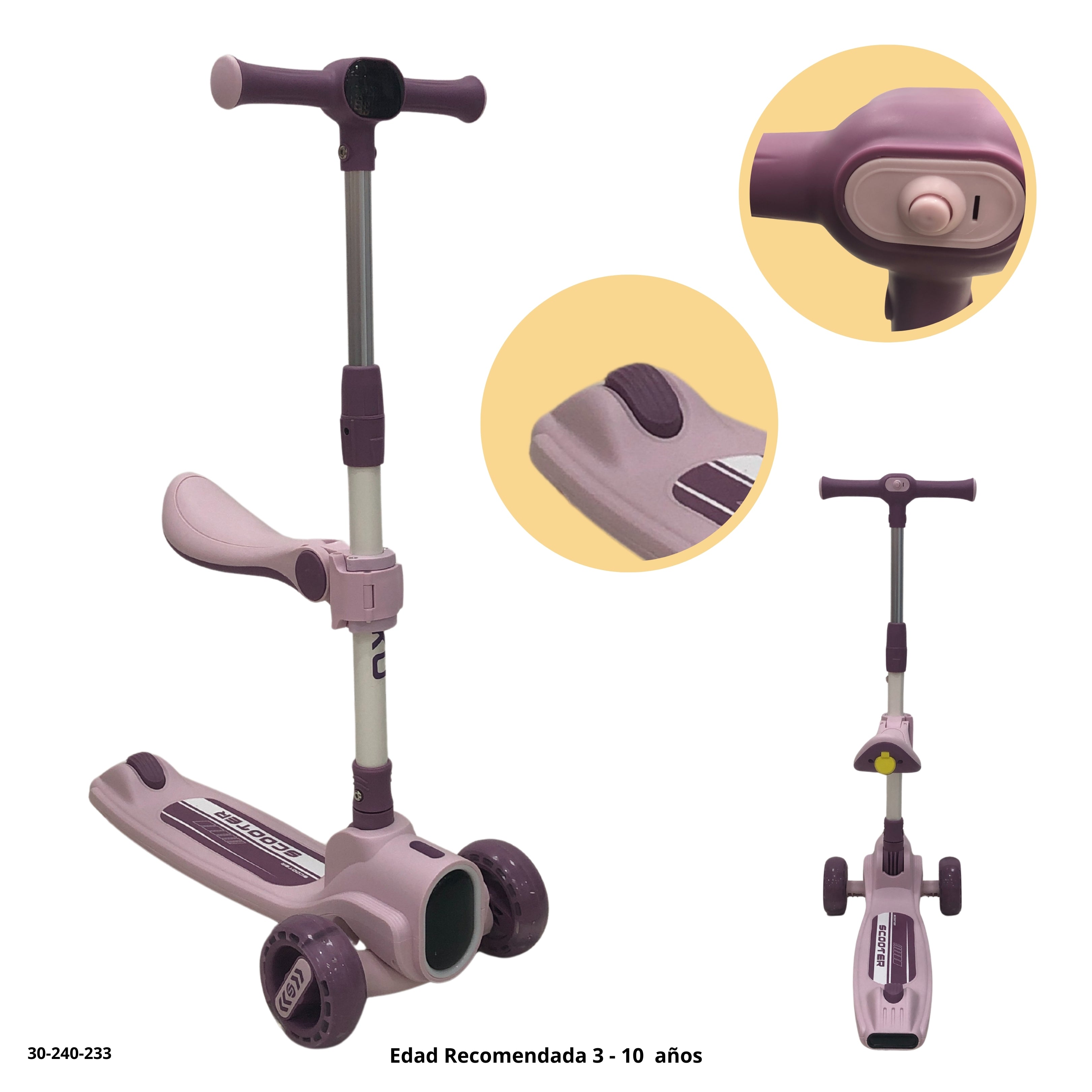 SCOOTER CON LUCES DE NIÑOS CON ASIENTO