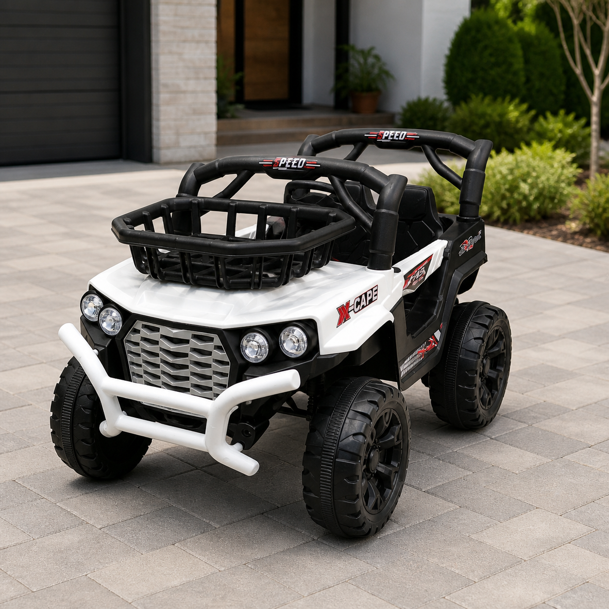 Carro Blanco para Niños en ambiente exterior