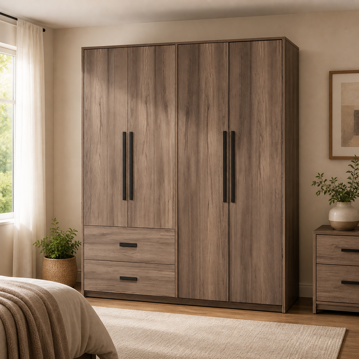 Armario Color Teca 160*52*195 WB04G en ambiente